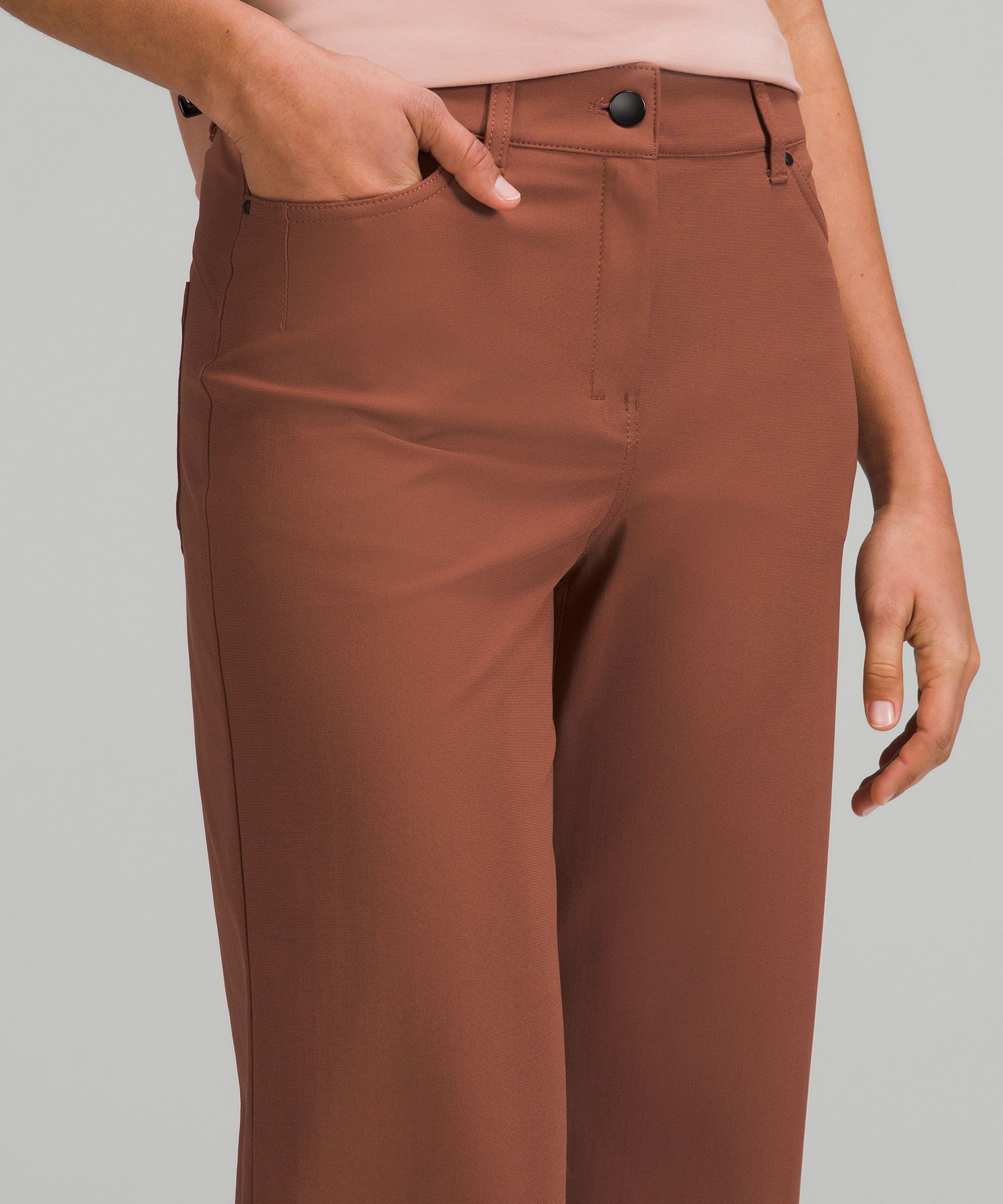the new city sleek 5 pocket wide leg high rise pants in roasted brown is so  versatile for fall! utilitech fabric is fantastic and lightweight but has  more of a typical pant