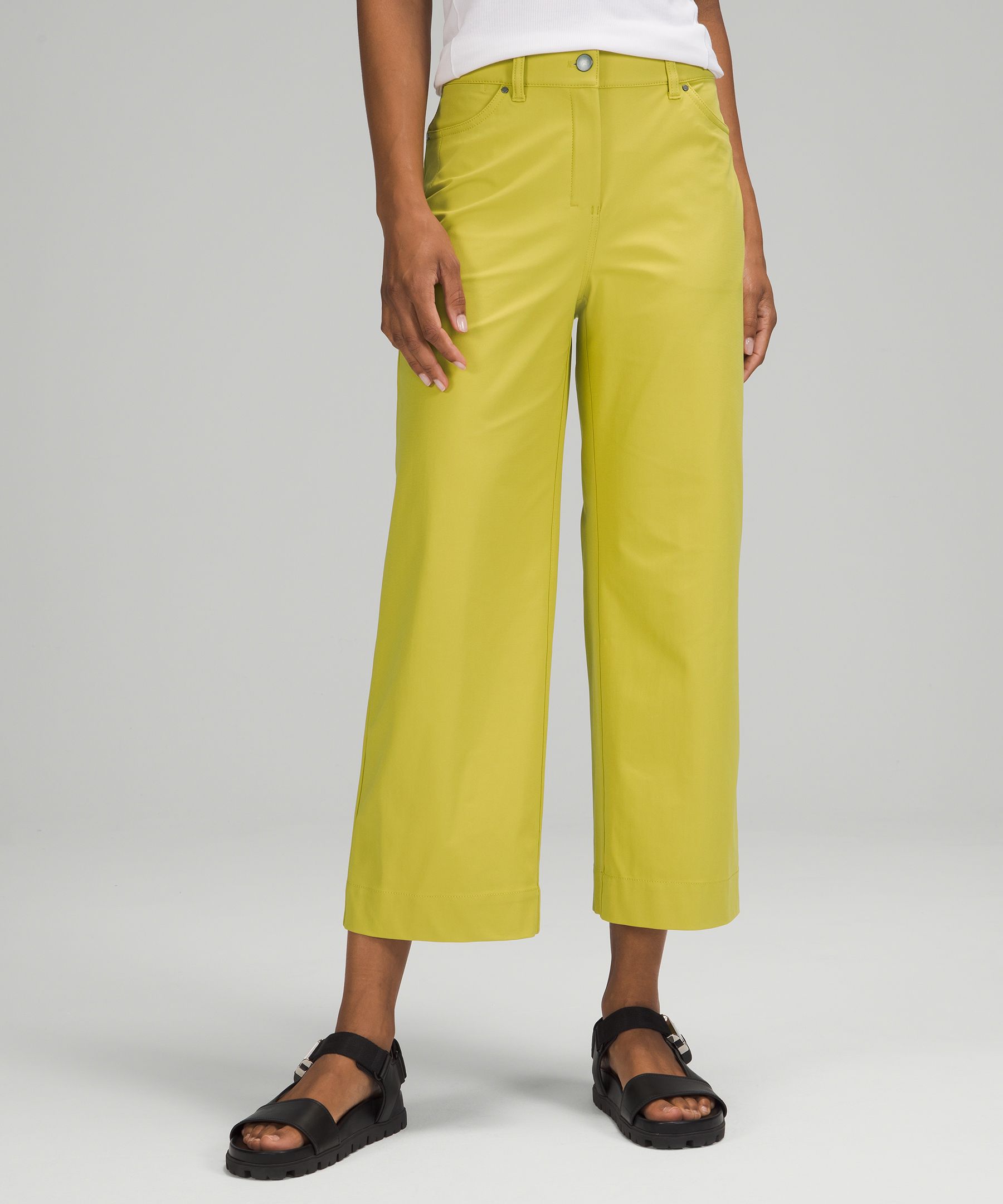 Lululemon City Sleek 5 Pocket Wide-leg High Rise 7/8 Length Pants In Yellow Pear