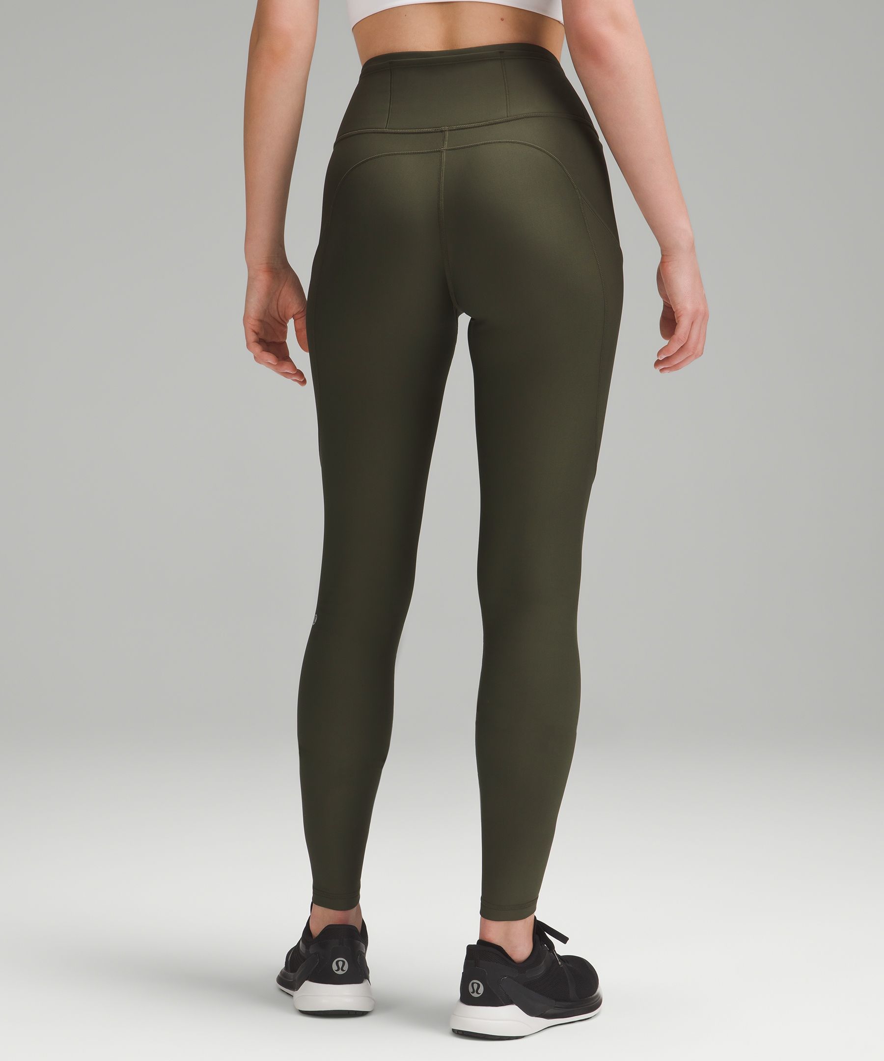 LULULEMON WOMEN'S LEGGING Fast & Free HR Tight 24 *Fleece Dark Olive - Size  L £55.00 - PicClick UK