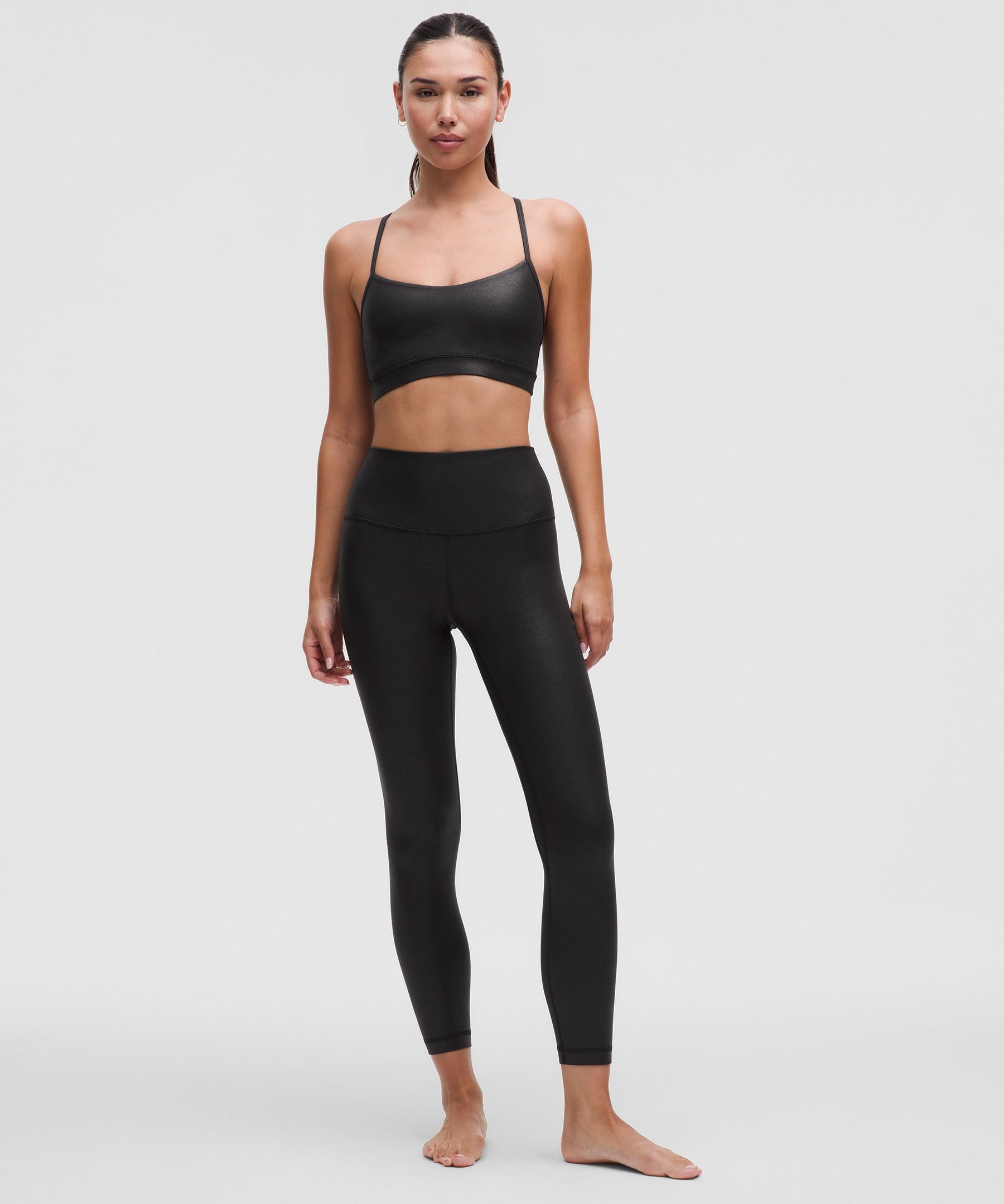 Athletic Midi Black Shiny Taupe Leggings – SKFT