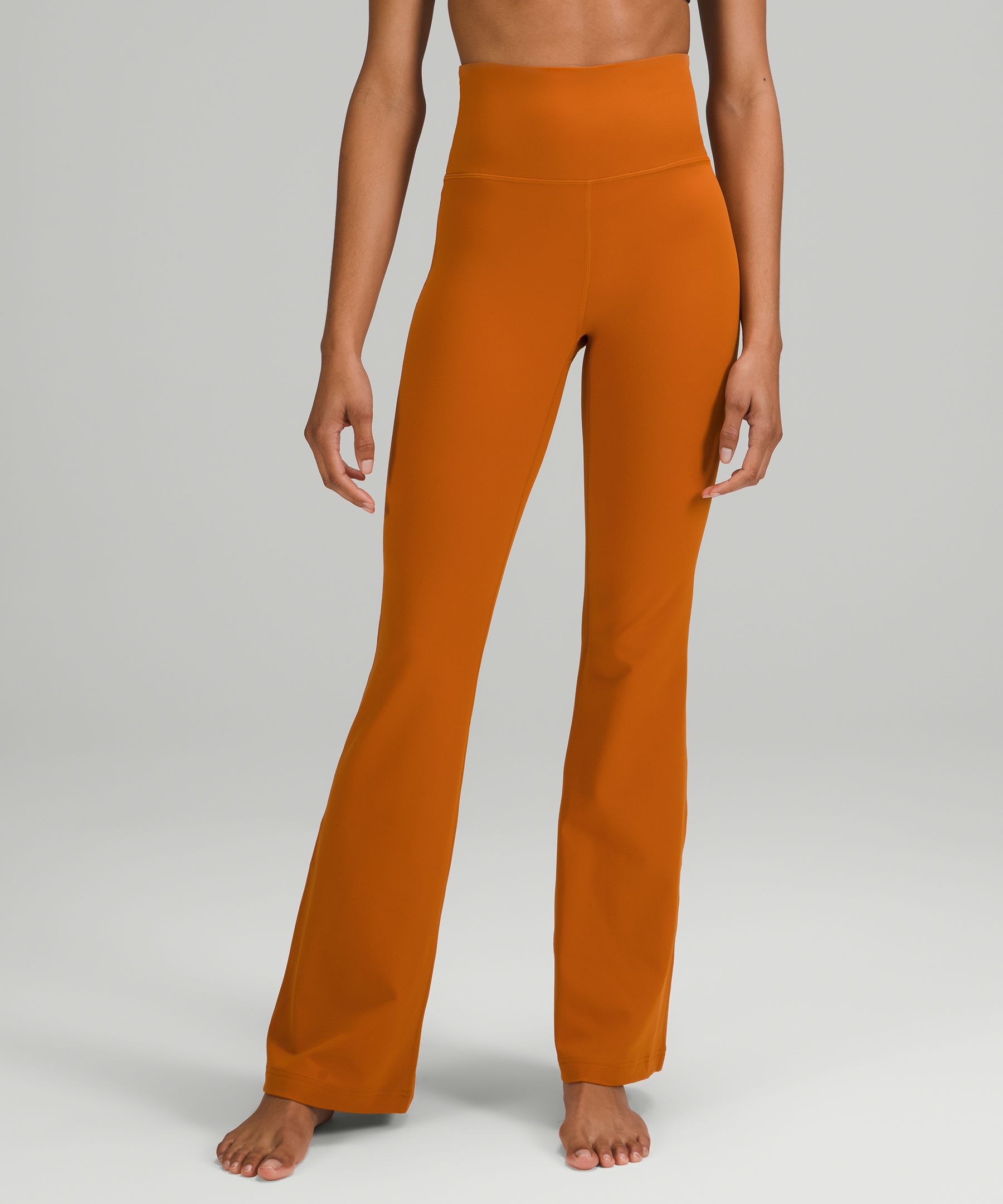 Lululemon Groove Super-high-rise Flared Pants Nulu In Roasted Orange