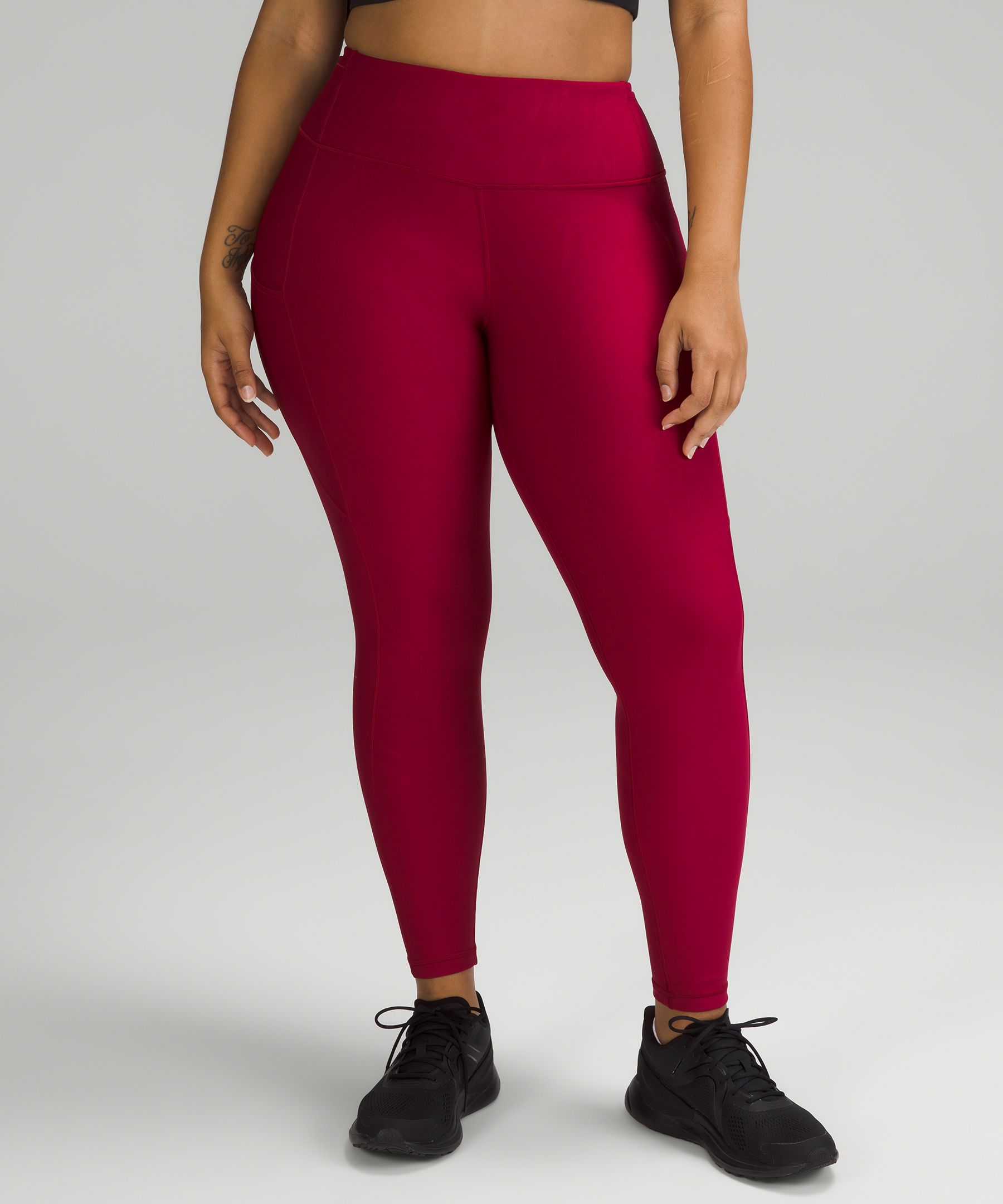 Lululemon Fast and Free High Rise Maroon Leggings with‎ Pockets Size 6