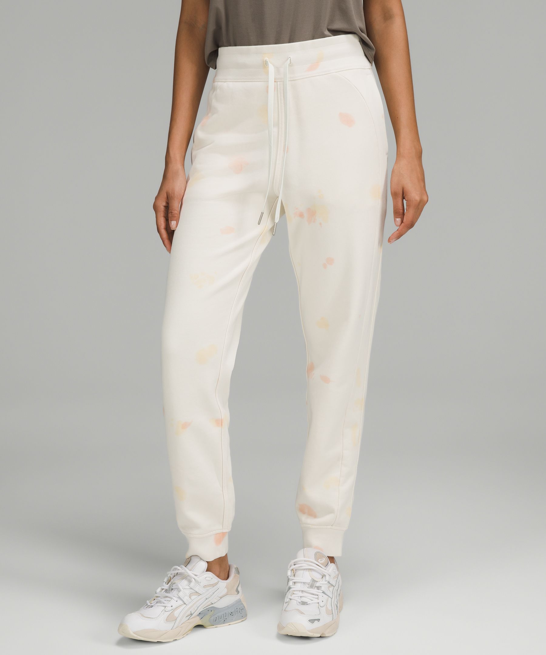 Lululemon Scuba High-rise Joggers In Echo Dye Antique White Lemon Chiffon Peach Satin