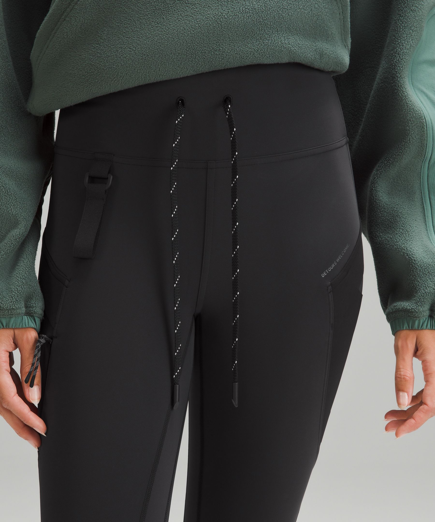 Athleta Peak Hybrid Fleece Tight Medium Black Zip Pockets for sale online