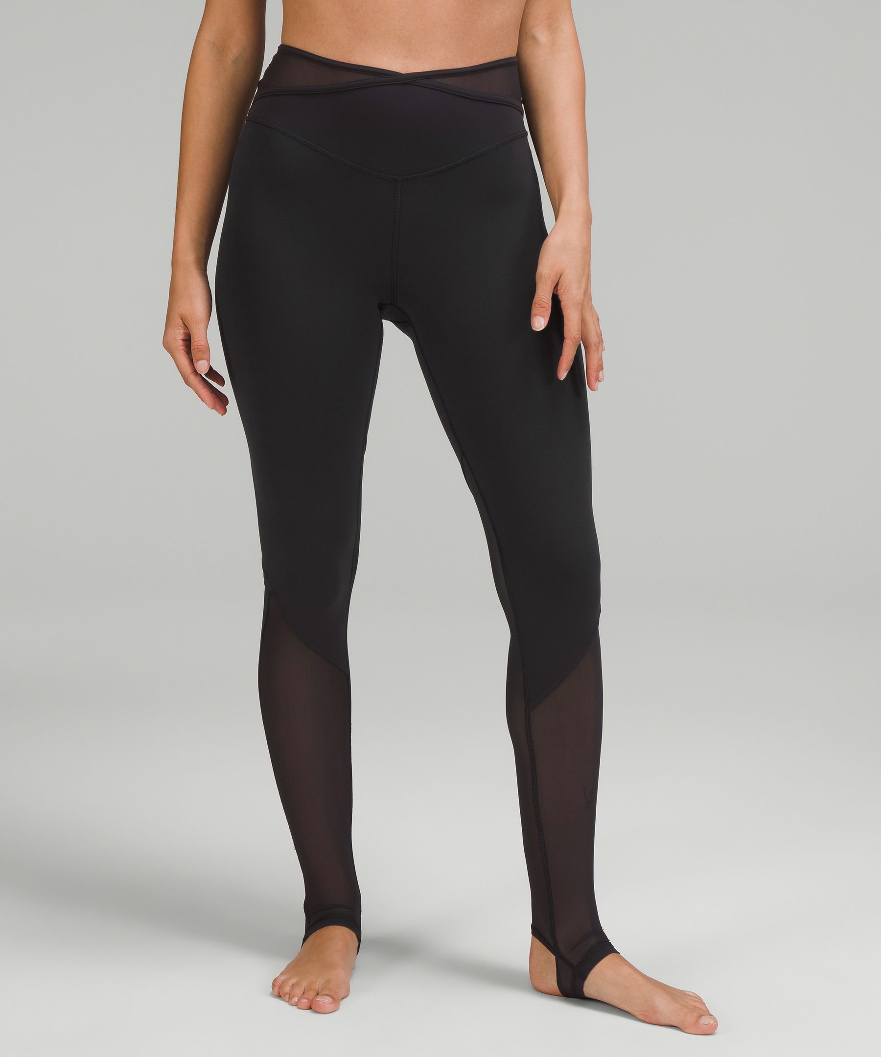 Black Mesh Stirrup Leggings, Pants