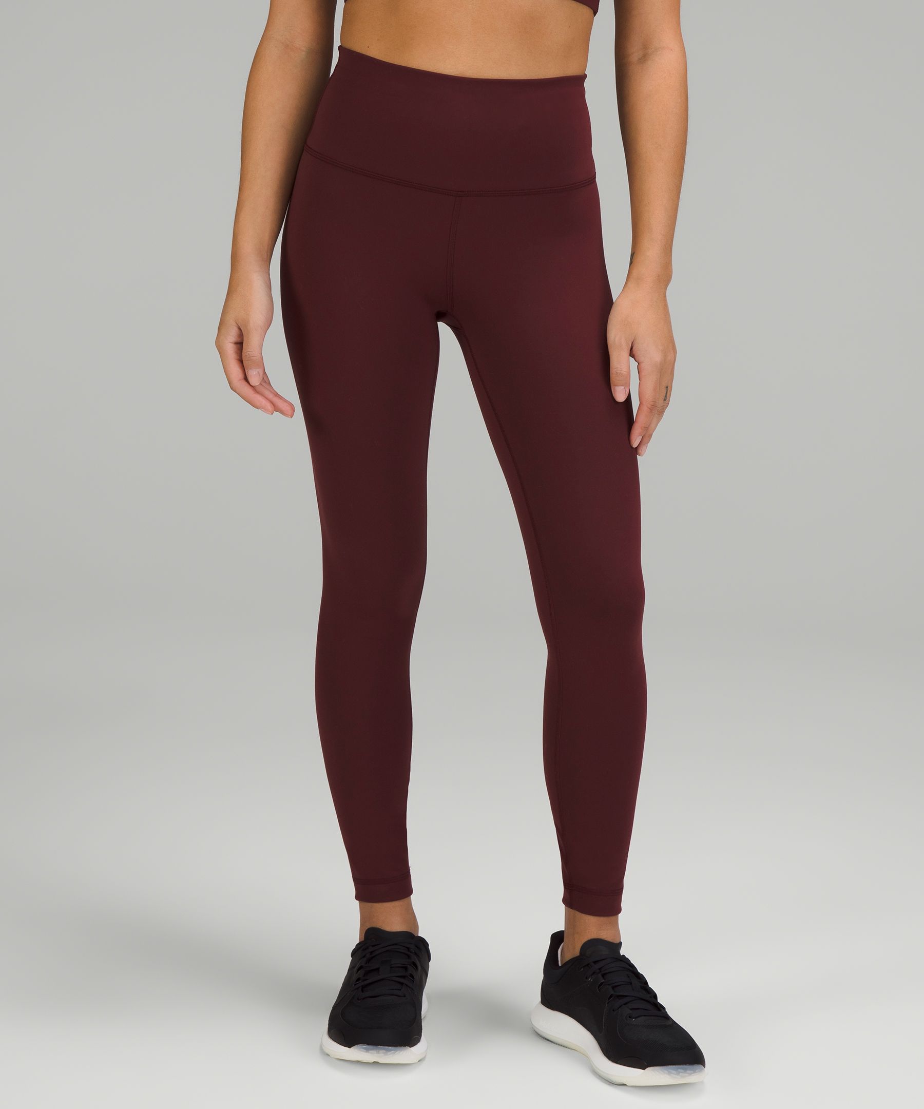 Lululemon Womens Leggings Burgundy Wunder Under Pull On Compression Size 10  