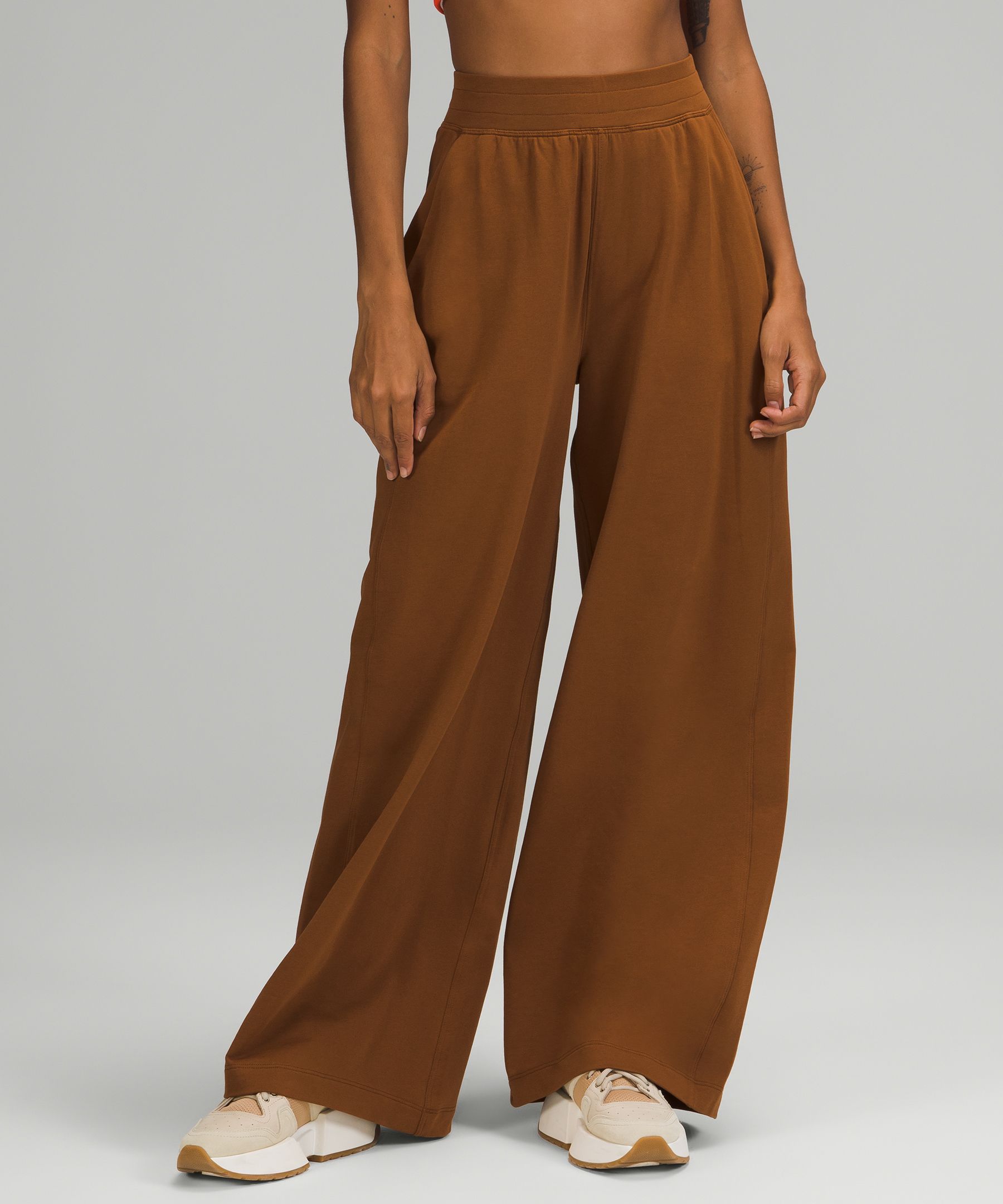 Orange Wide Leg Pants High Rise