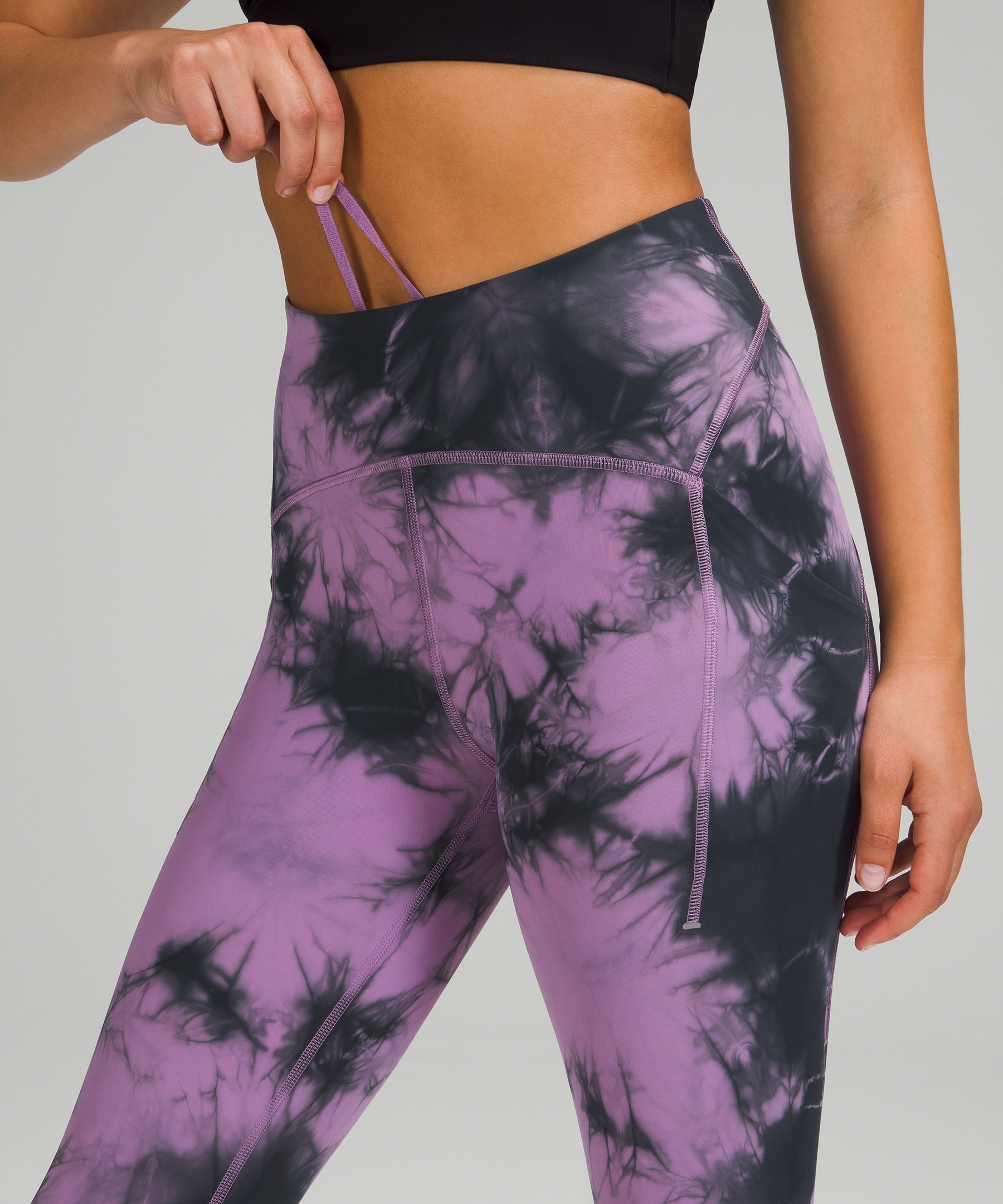 LULULEMON Purple Tie Dye Power Thru 25 High-Rise Leggings Size 2