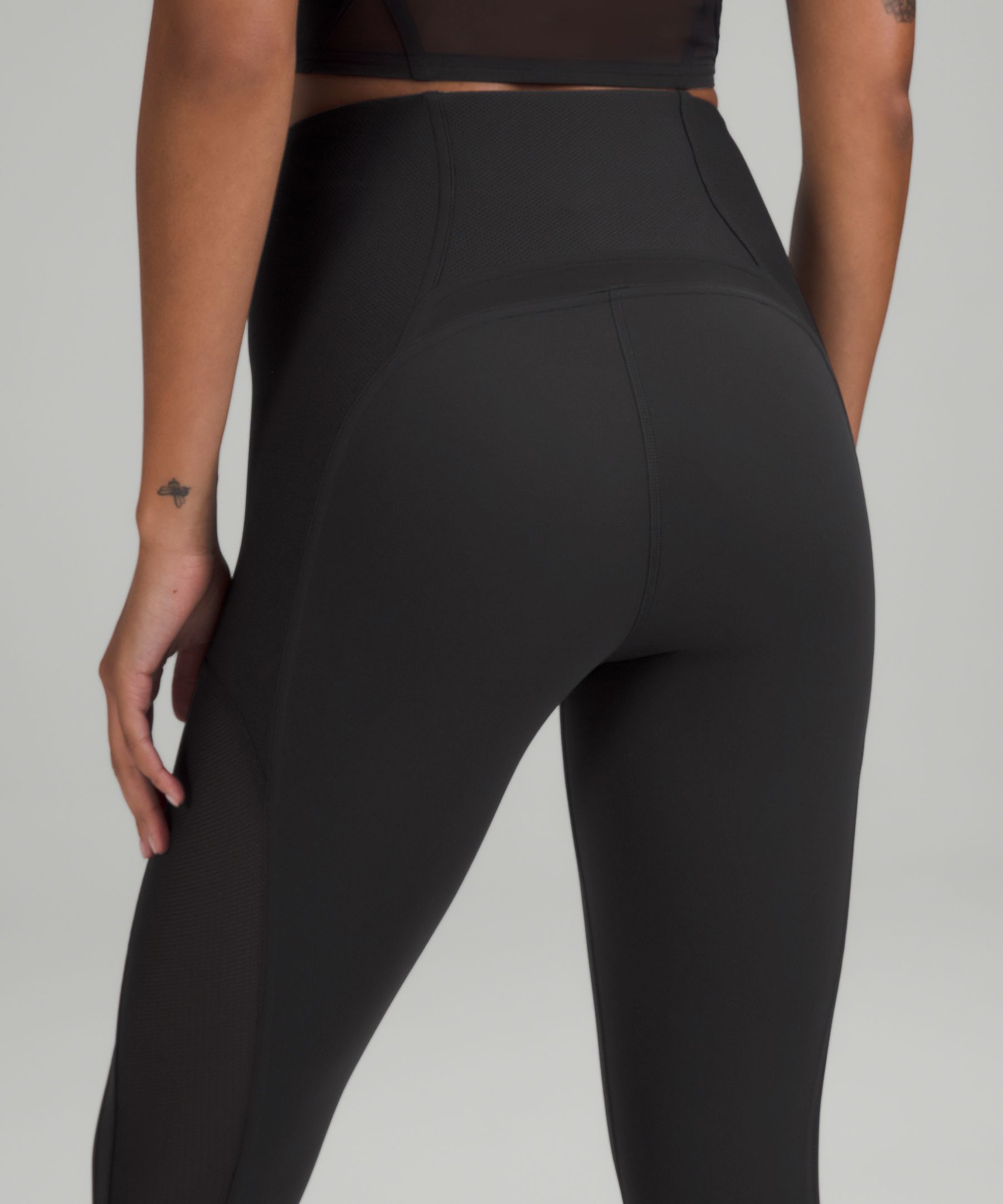 Lululemon Everlux and Mesh Cropped Tank - Black - lulu fanatics