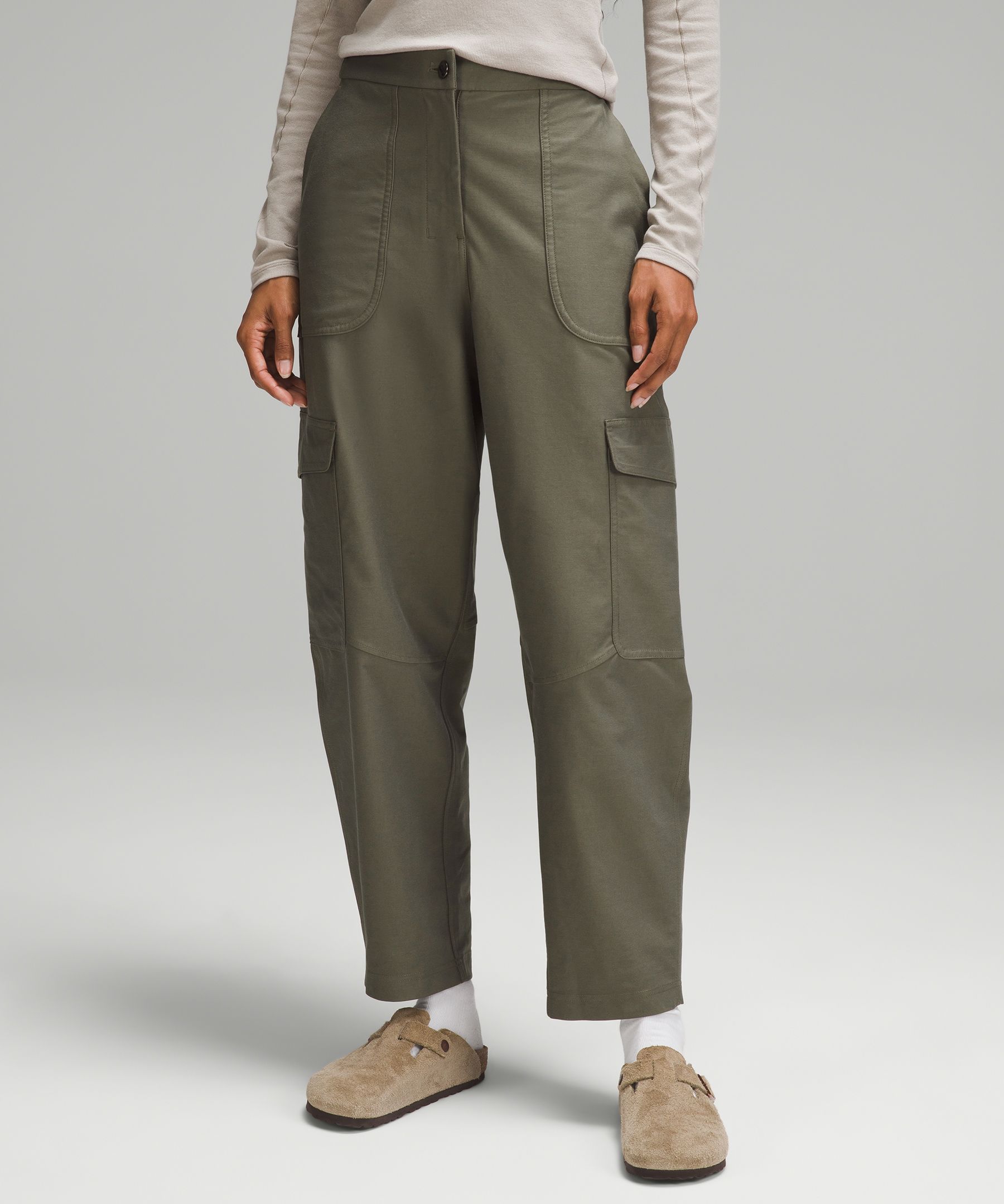 Canvas Cargo Pants - Light gray - Ladies