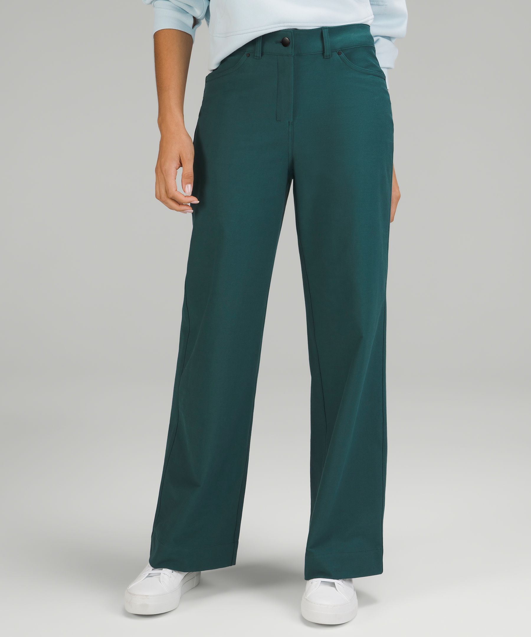 City Sleek 5 Pocket High-Rise Wide-Leg Pants Full Length Light