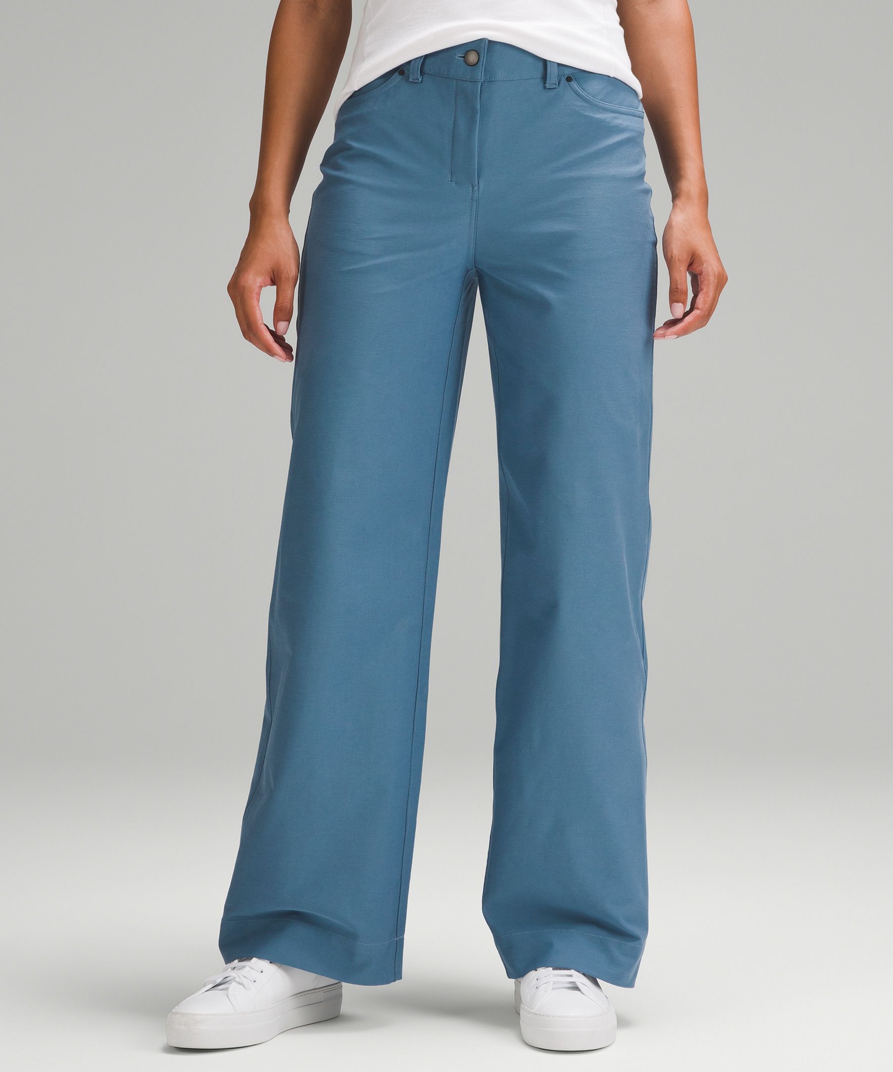 City Sleek 5 Pocket High-Rise Wide-Leg Pants Full Length Light