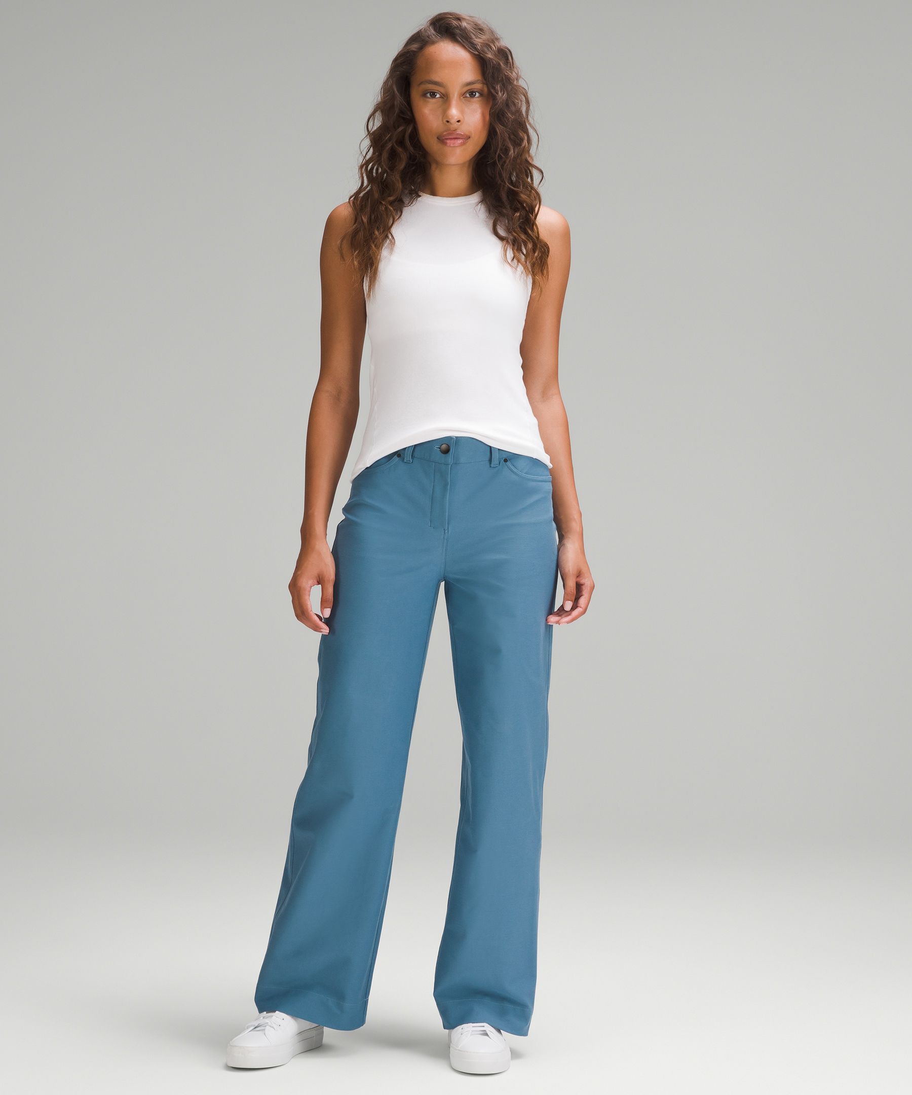 Lululemon City Sleek 5 Pocket Wide-Leg High Rise 7/8 Length Pant -  Tidewater Teal - lulu fanatics