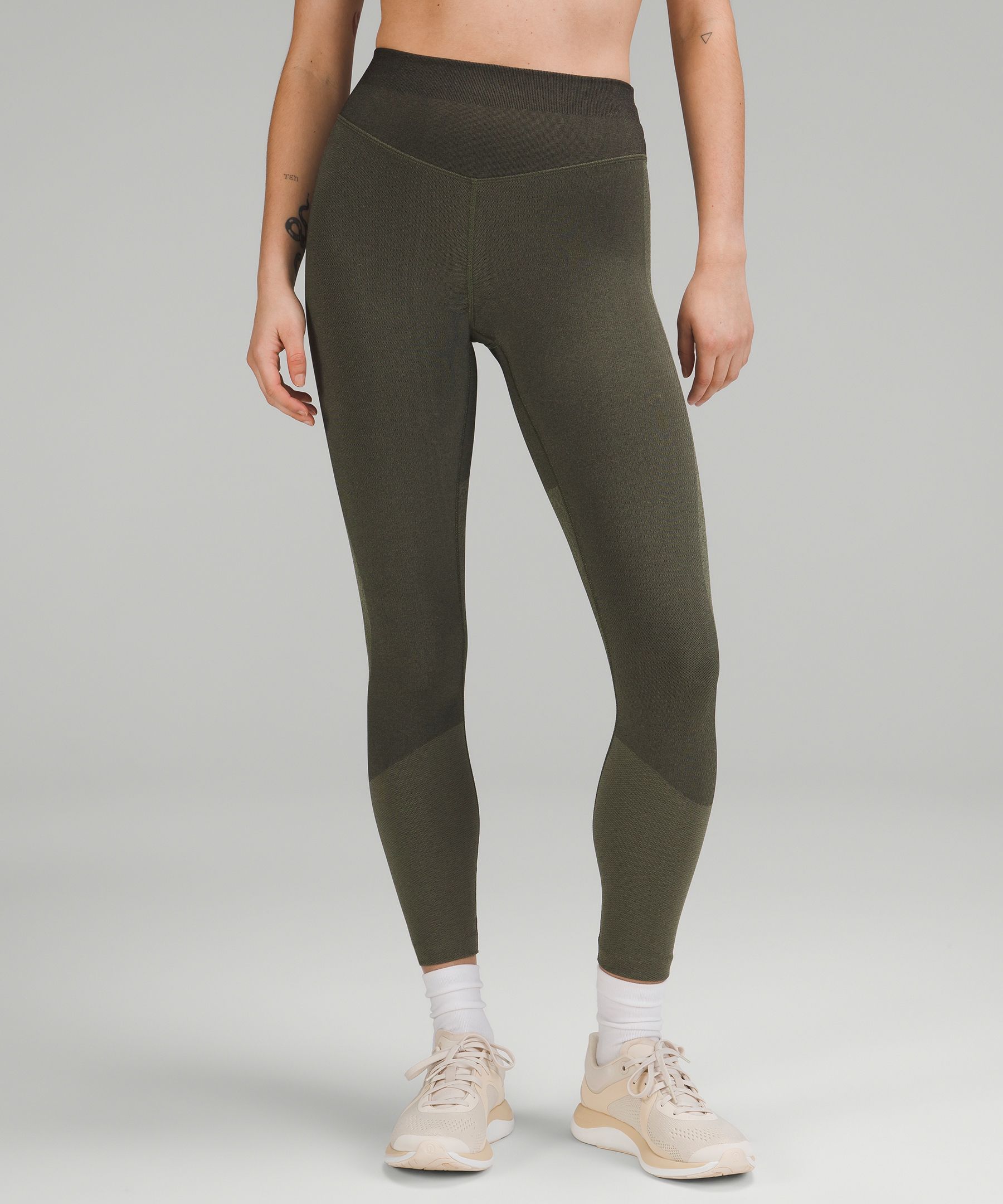 Lululemon Seamless Training High-rise Leggings 25 In Khaki