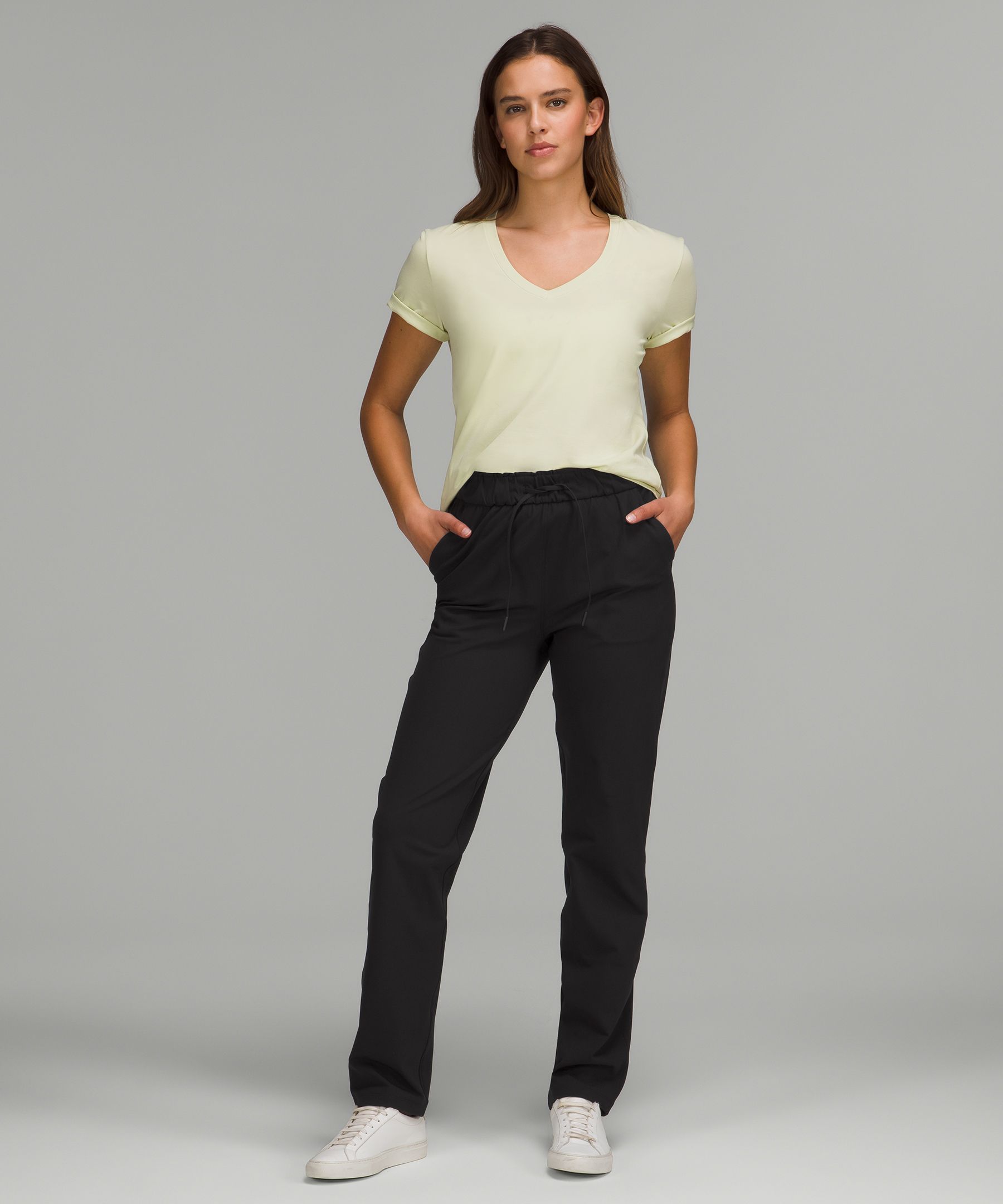 Stretch High-Rise Full Length Pant, Trousers