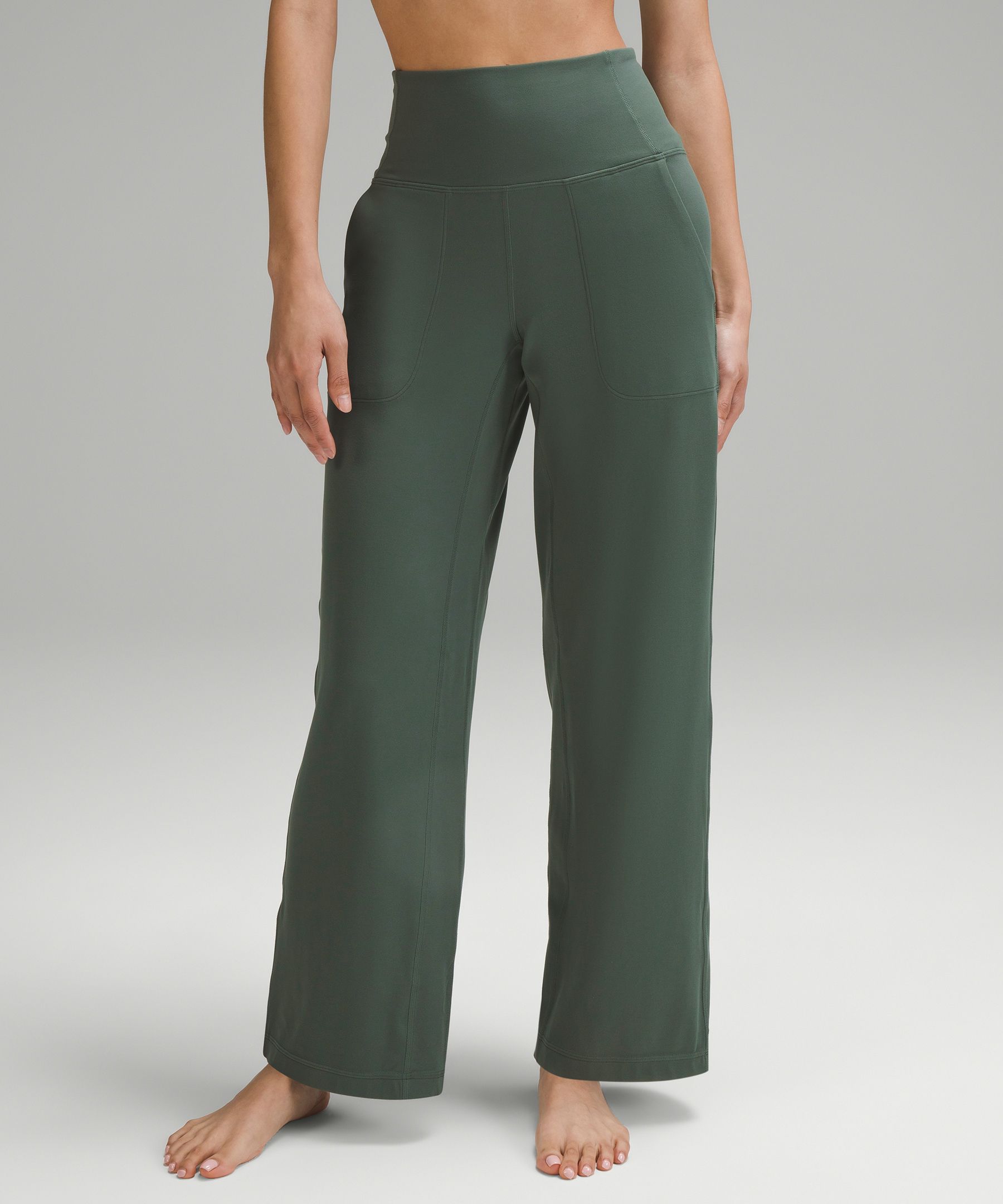 Lululemon align high rise wide leg pants in color gray sage with