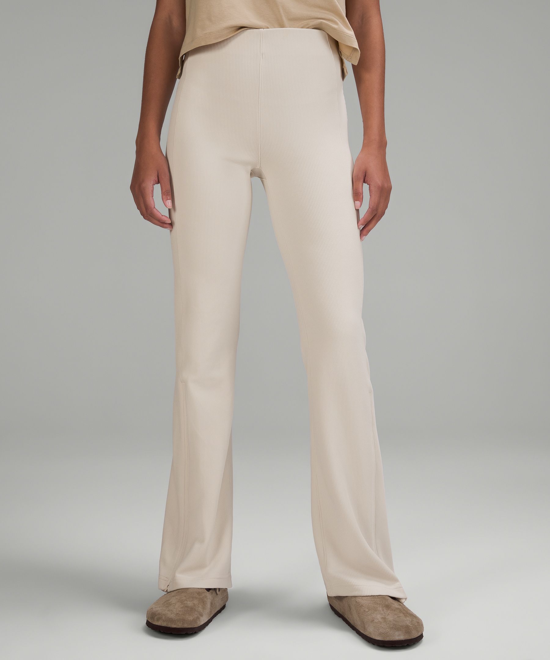 Ribbed sales flared trousers