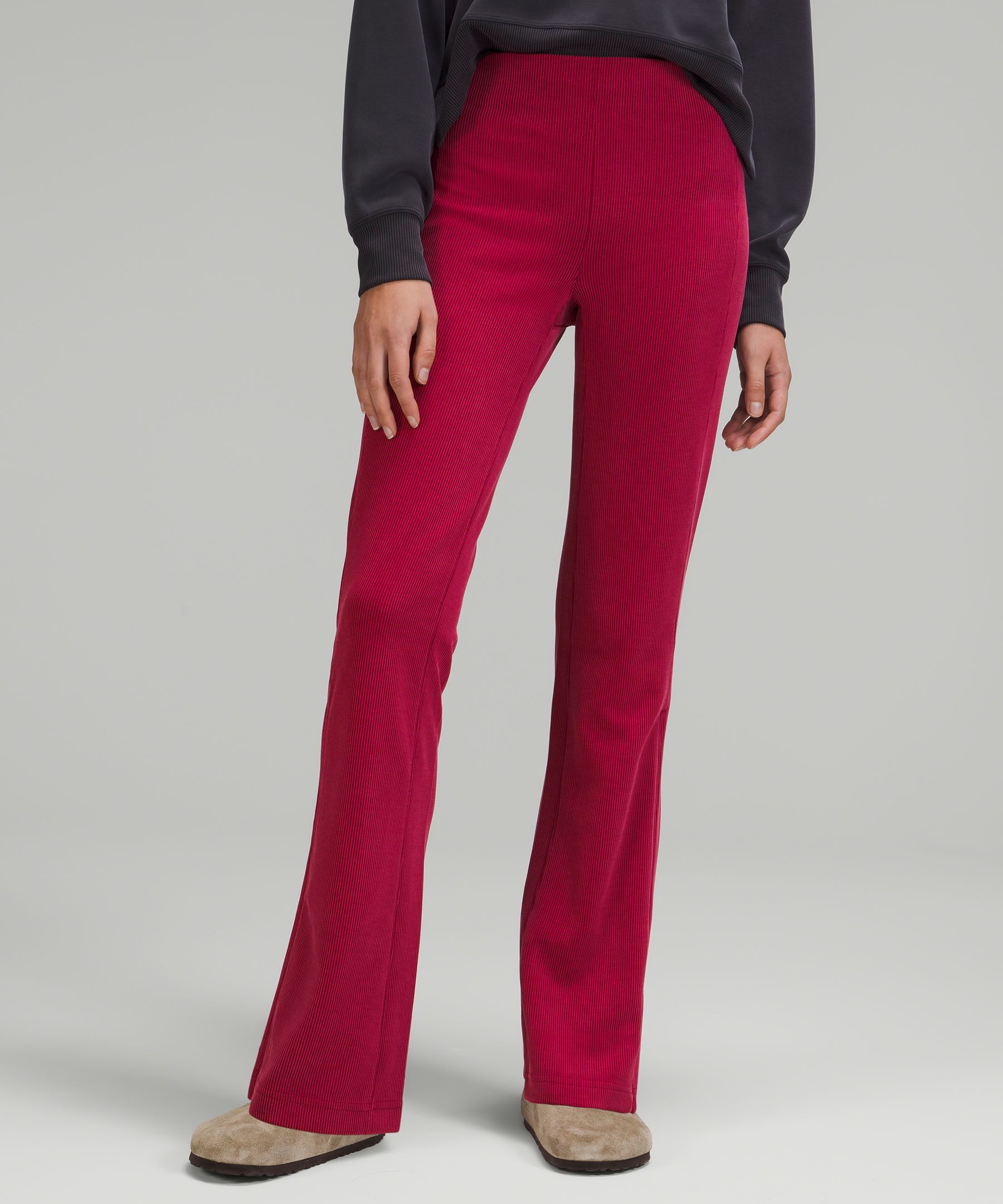 Ribbed Zip Flare Leggings