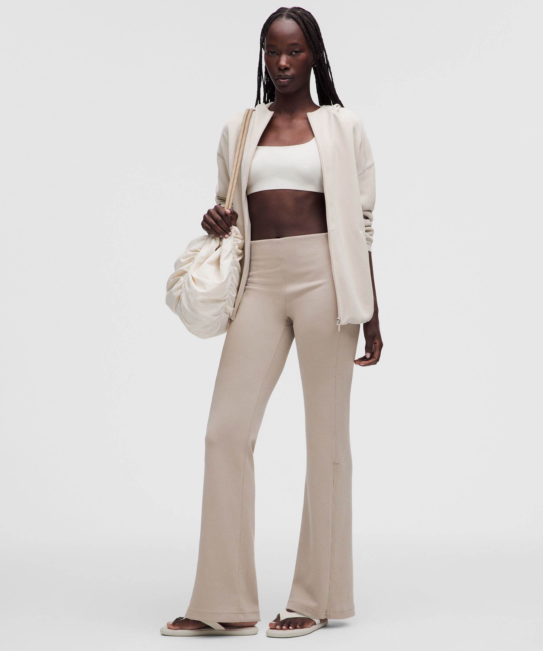 Brushed Softstreme Ribbed Zip-Flared Pant 32.5"