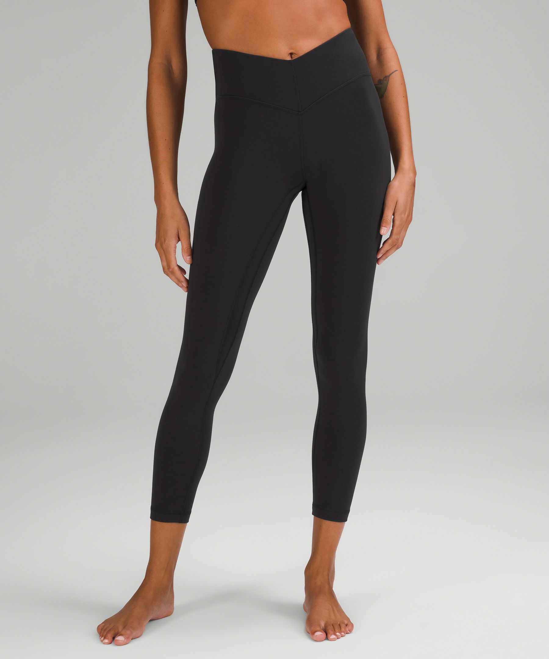 Wrap Over V Shape Gathered Waist Detail Leggings