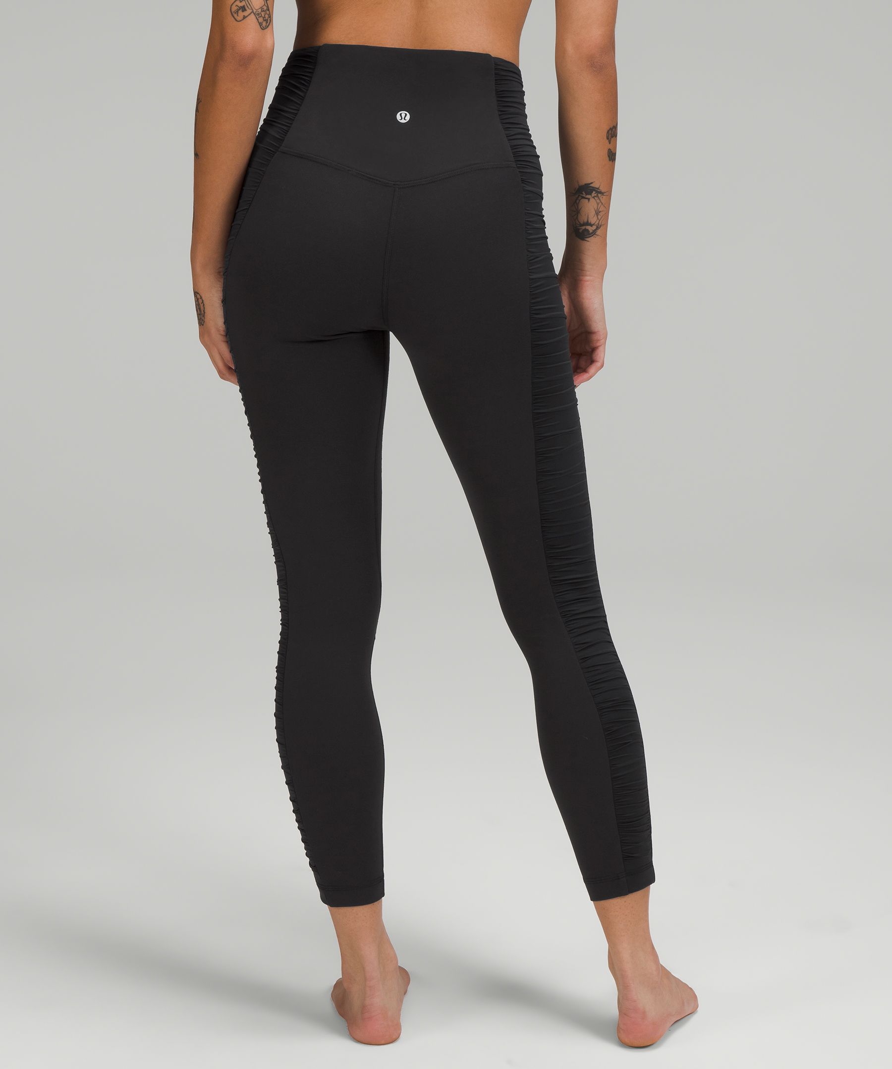 lululemon athletica, Pants & Jumpsuits, Lululemon Leggings Womens 4 Black Ruched  Ankle Mesh Inset High Rise Stretch