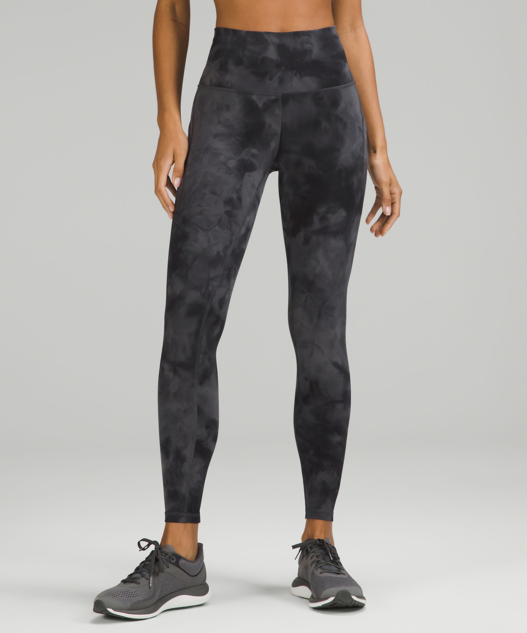 Lululemon Wunder Train High-rise Tights With Pockets 25" In Diamond Dye Pitch Grey Graphite Grey