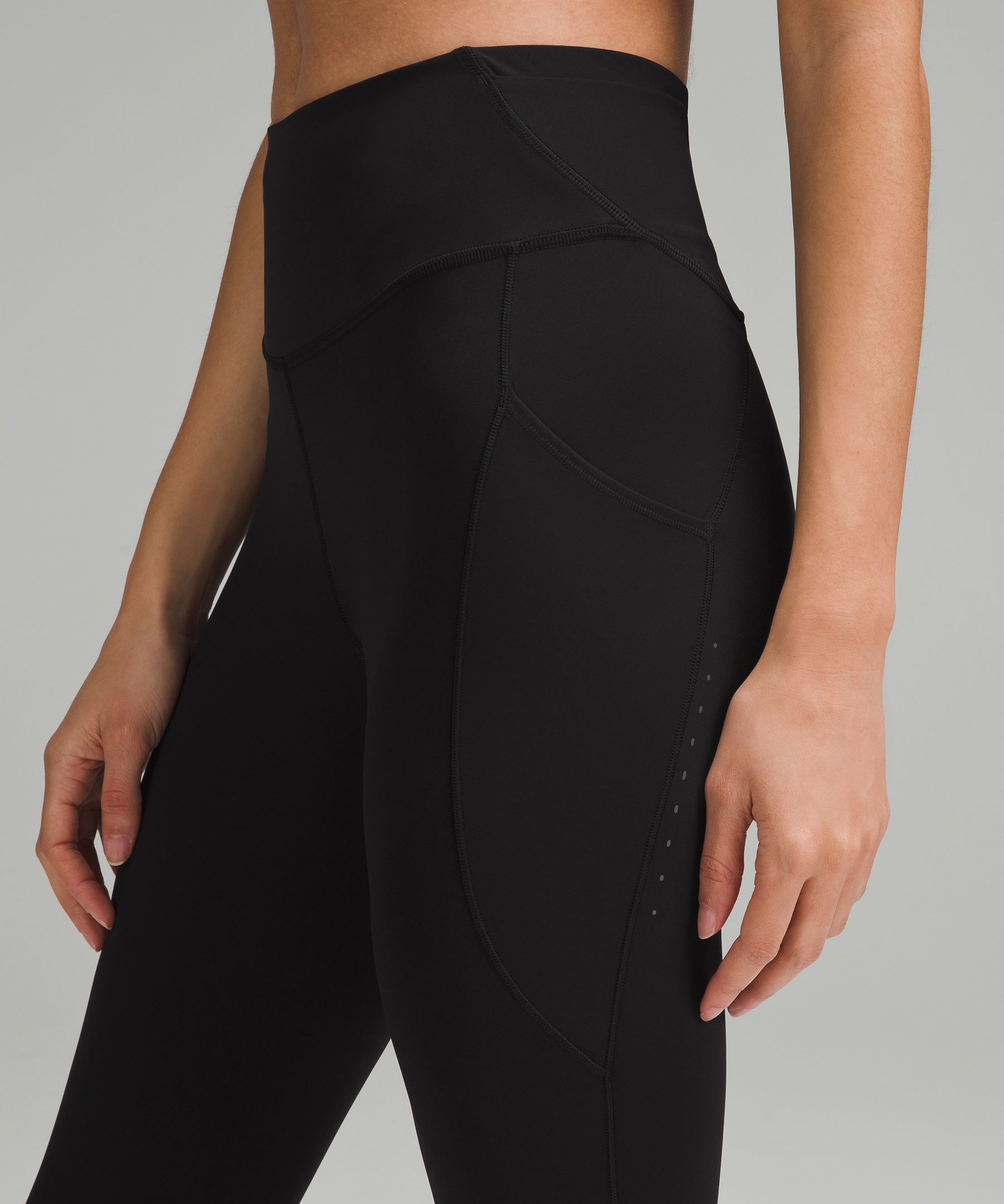 Lululemon Black Fast & Free 7/8 Tight II High Rise Side Pockets 4 W5BXQS  Nulux