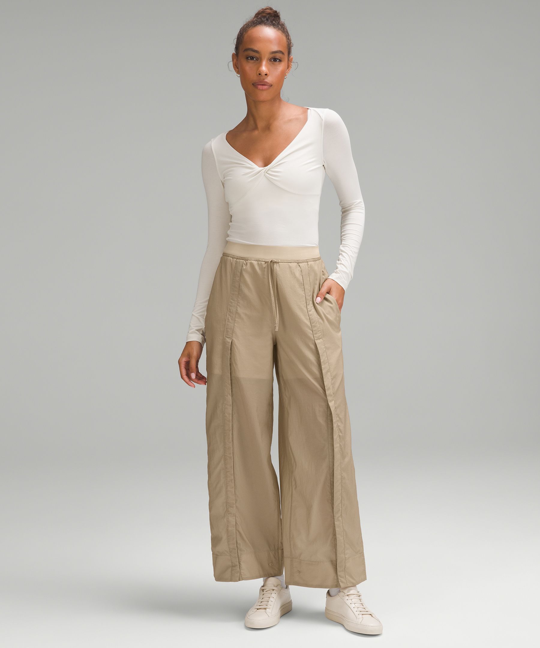 Lightweight Woven Snap-Leg Super-High-Rise Pant, Women's Pants