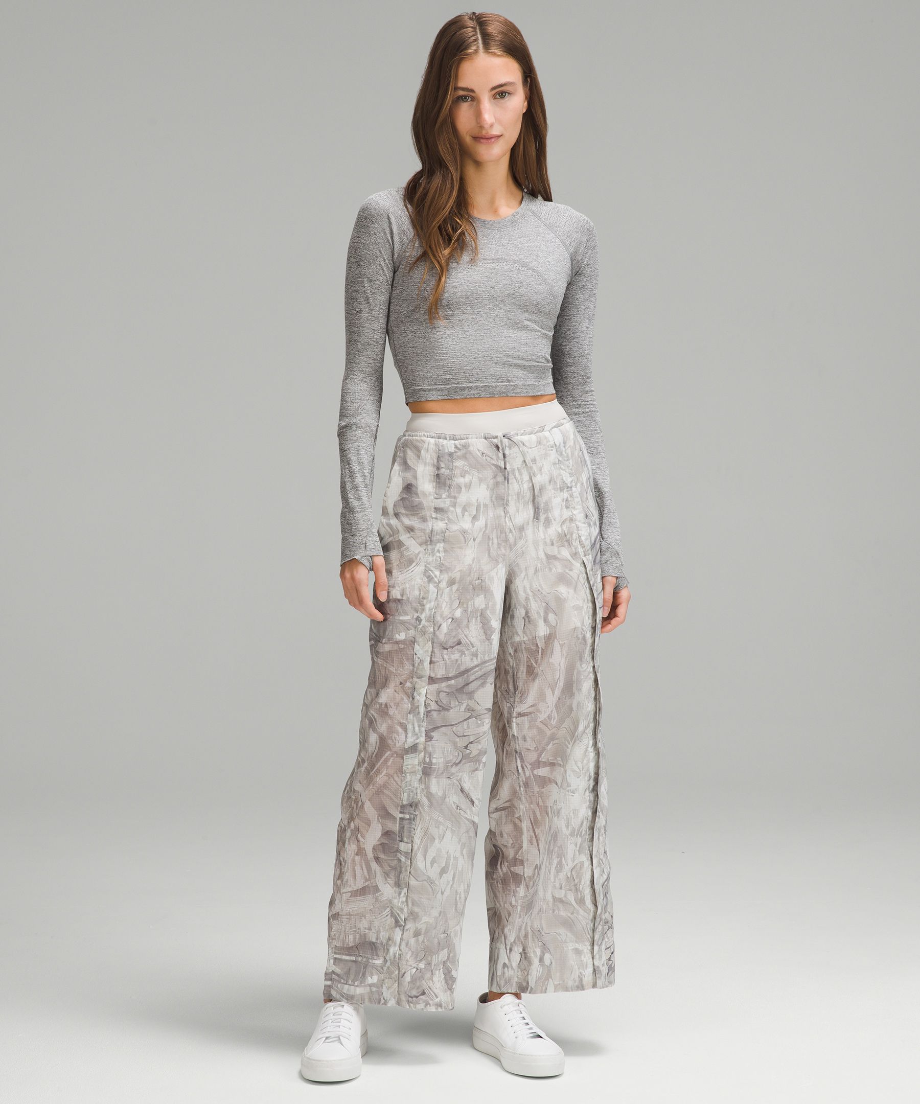 Lululemon Lightweight Woven Snap-Leg Super-High-Rise Pant - Marble Meld  Light Multi / Dove Grey - lulu fanatics