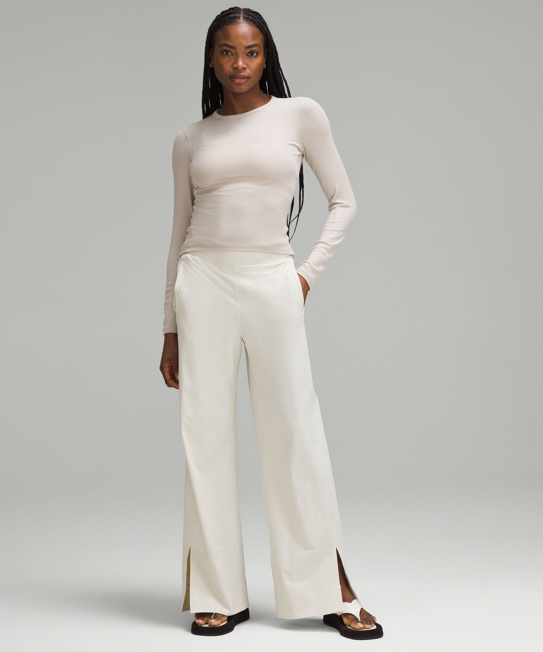 Stretch Woven High-Rise Wide-Leg Pant