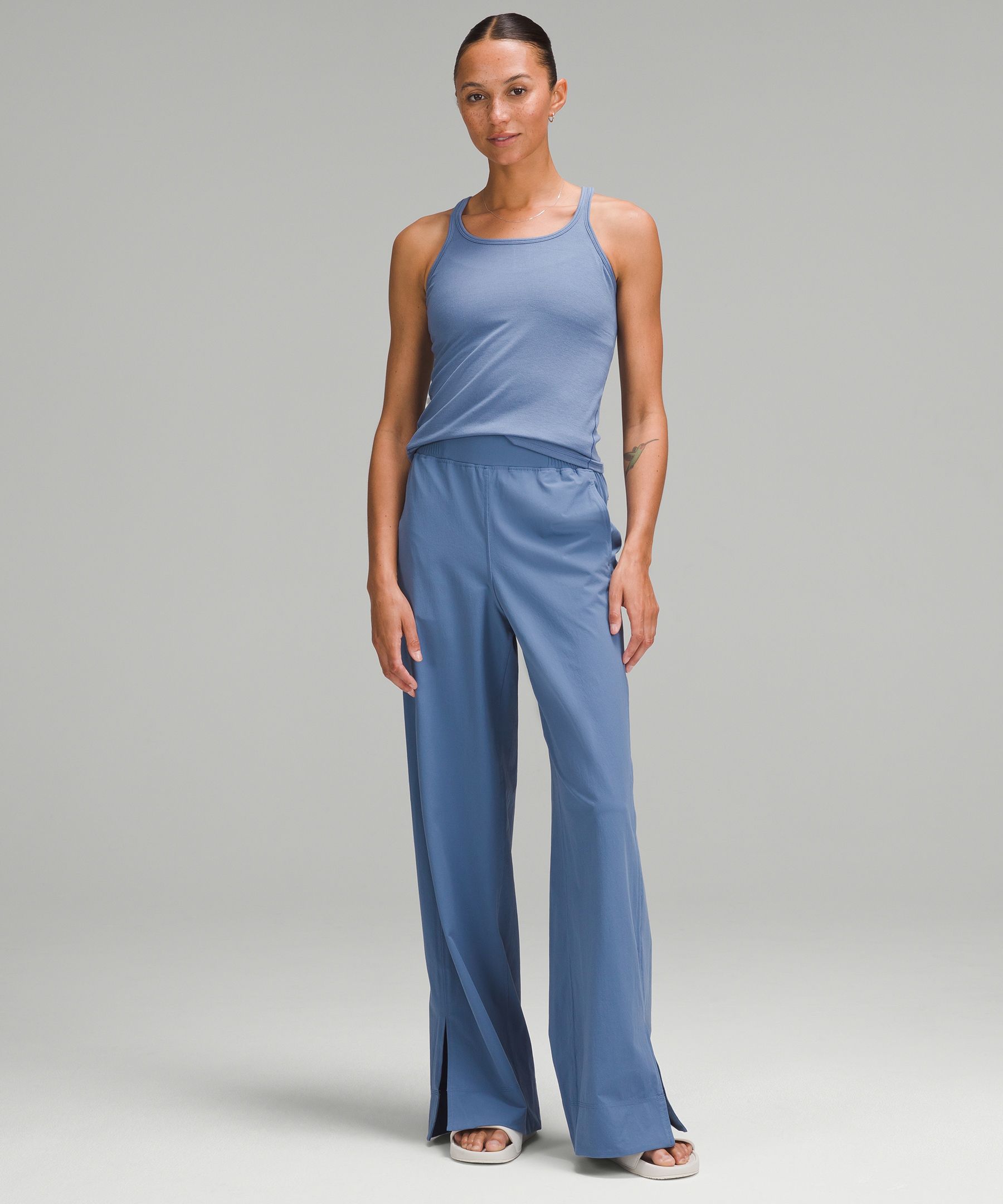 Shop Lululemon Stretch Woven High-rise Wide-leg Pants