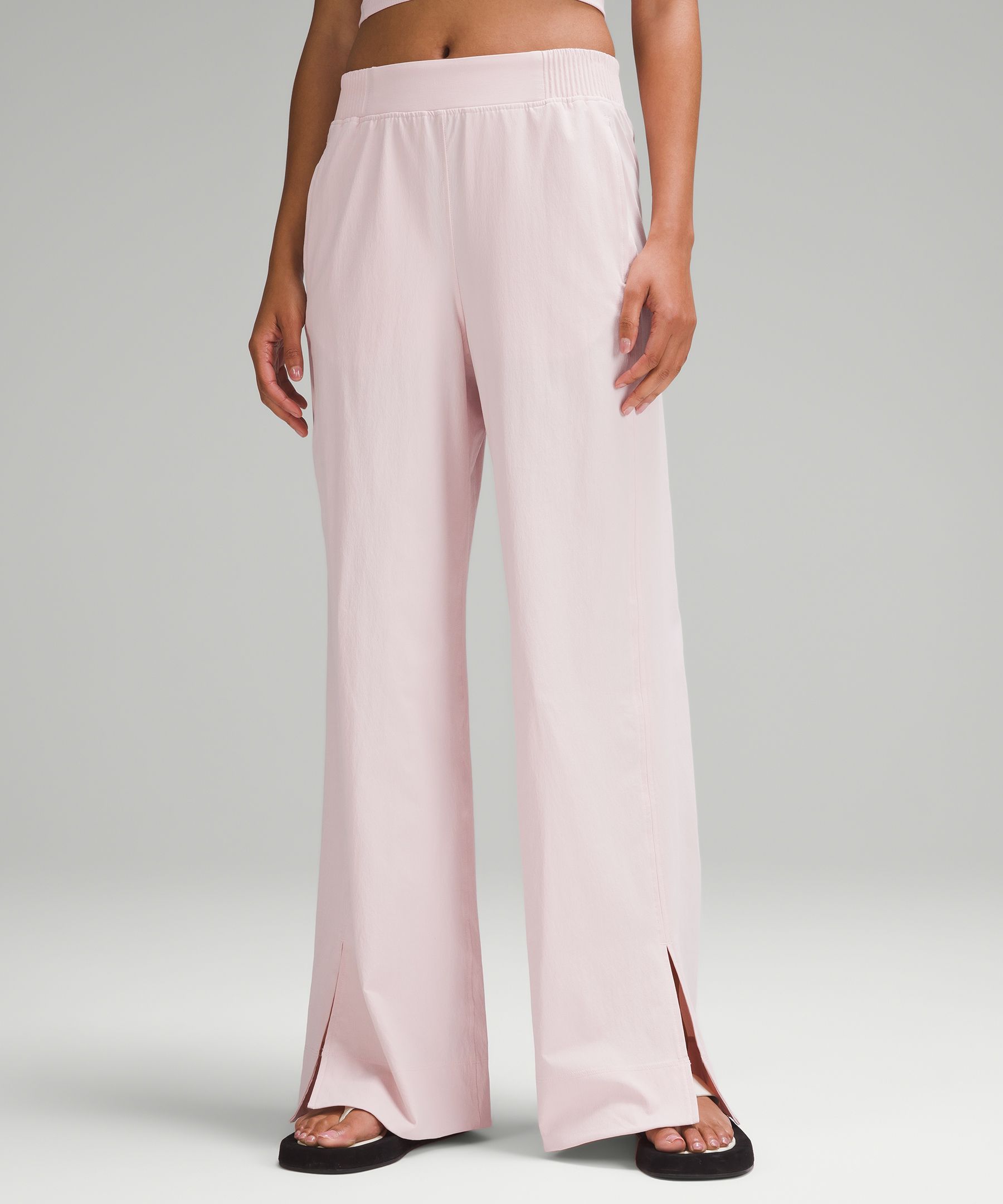 Stretch Woven High-Rise Wide-Leg Pant, Bottoms