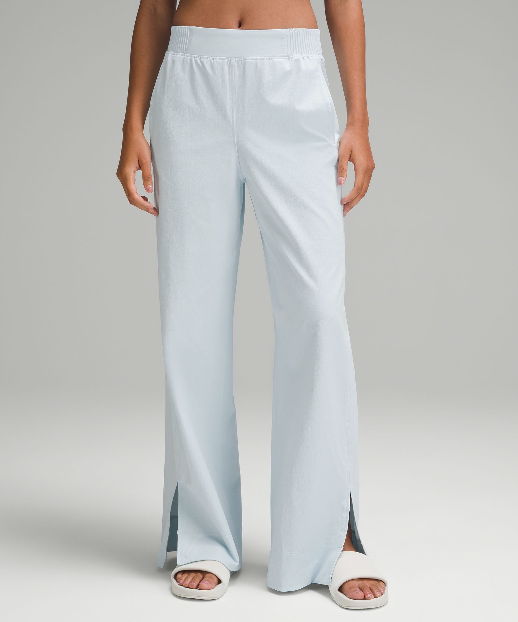 Stretch woven wide leg pant