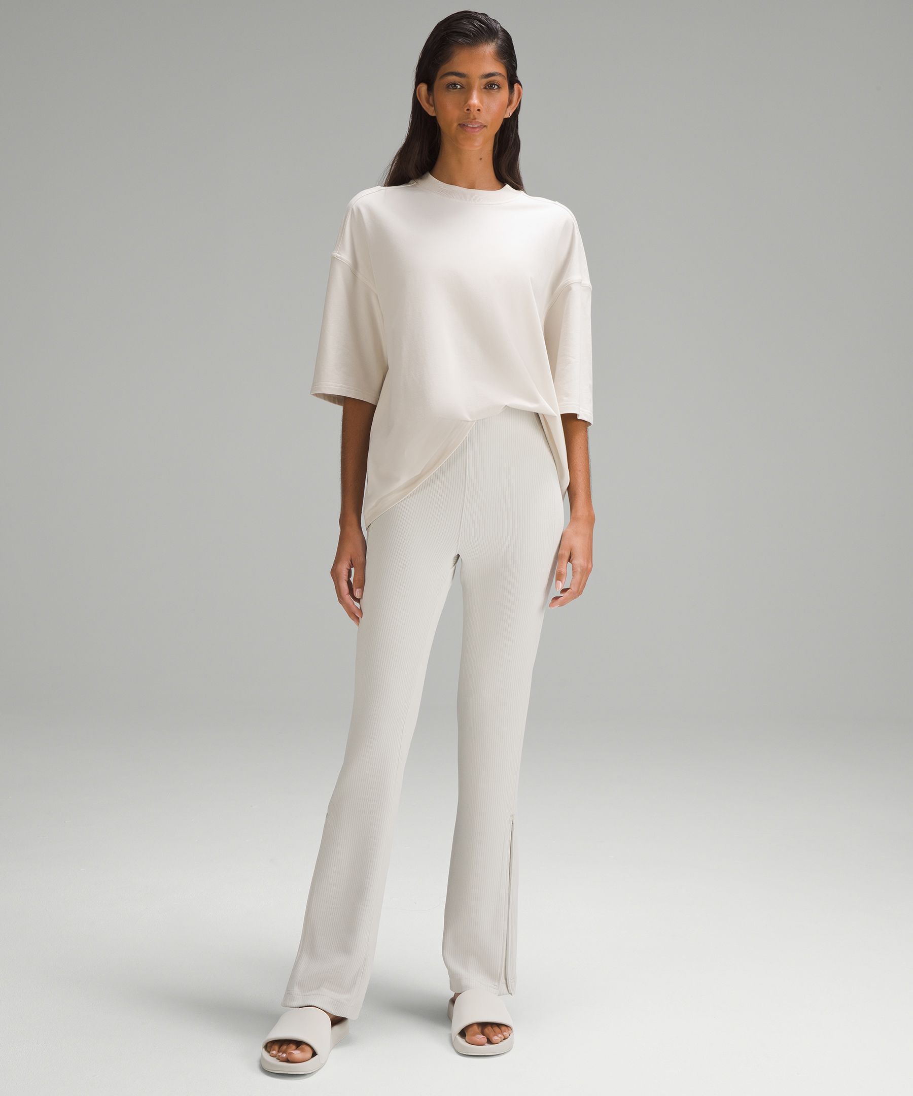 Ribbed Softstreme Zip-Leg High-Rise Pant