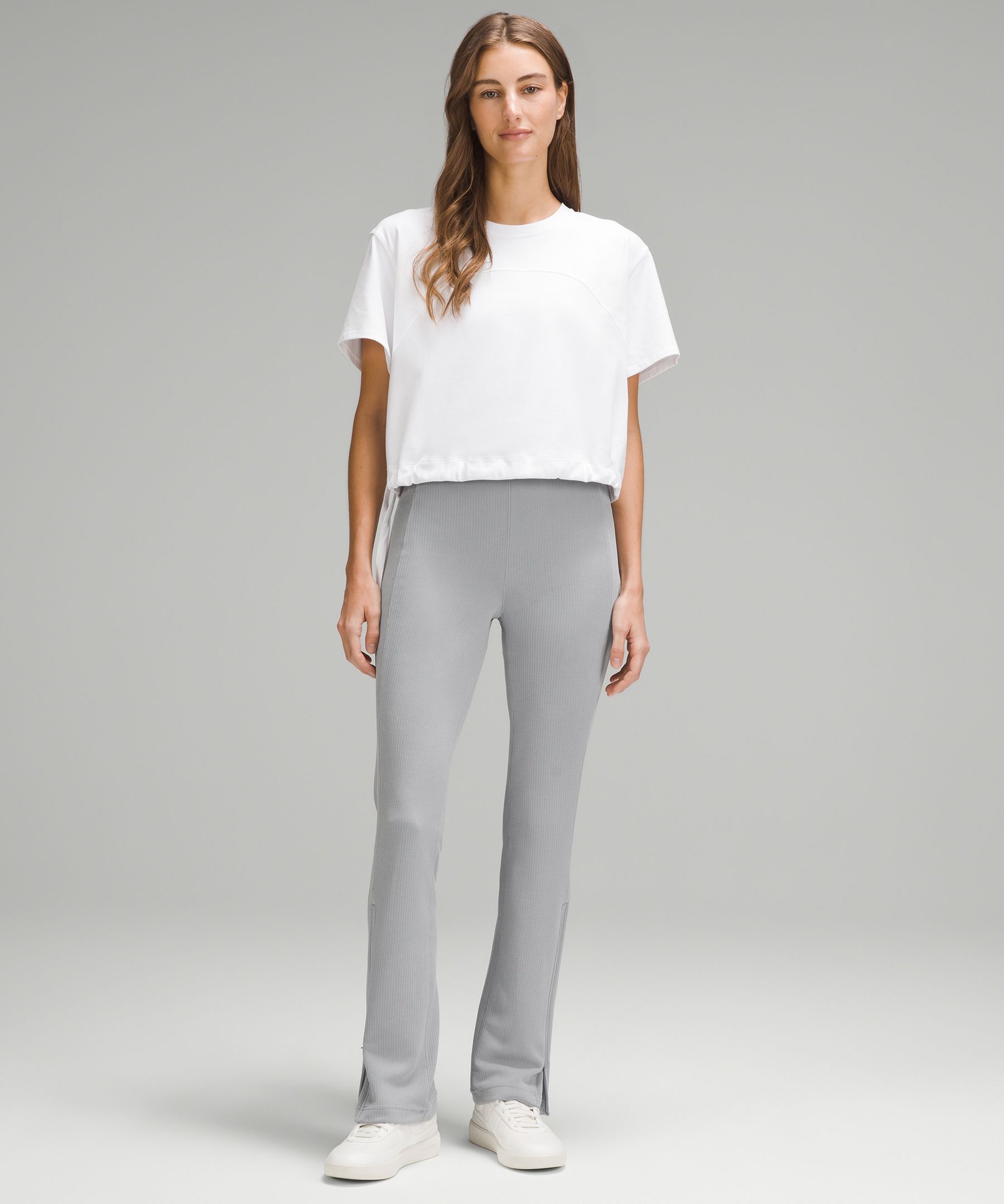 Lululemon Ribbed Softstreme Zip-leg High-rise Pant In Gray