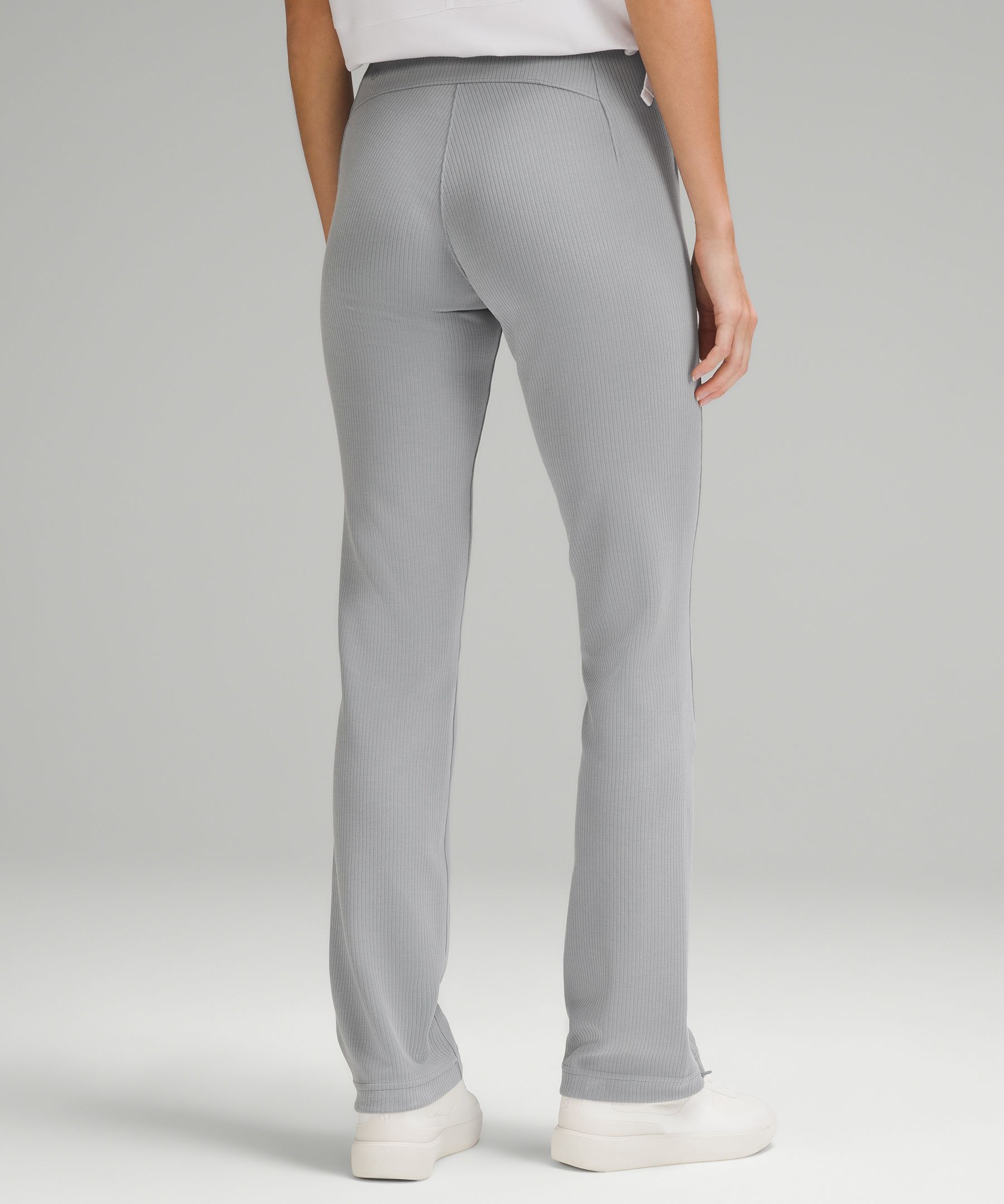 Lululemon Ribbed Softstreme Zip-leg High-rise Pant In Gray