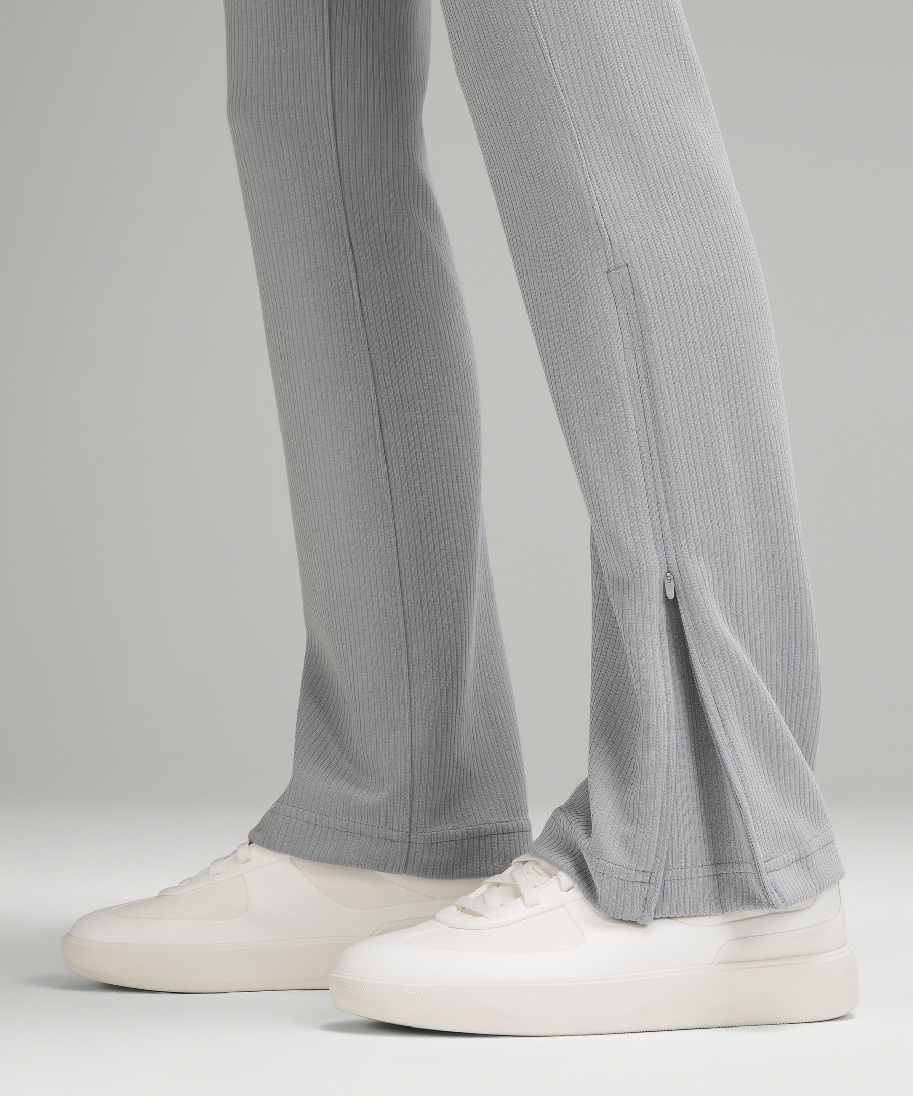 Lululemon Ribbed Softstreme Zip-leg High-rise Pant In Gray