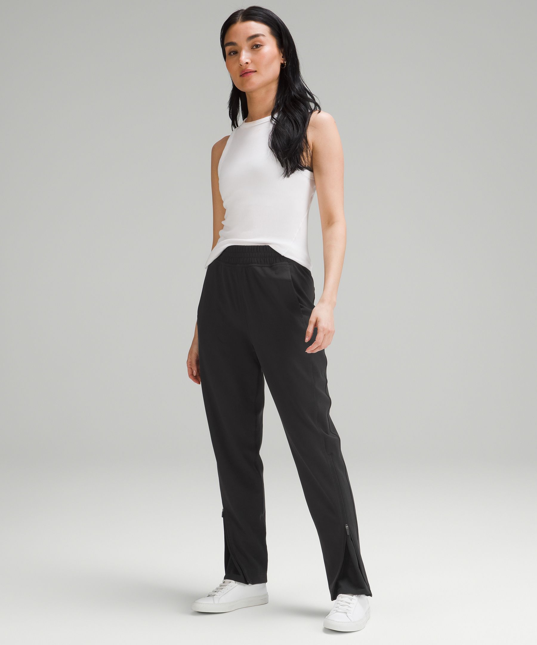 Lululemon Everlux High-Rise Zip-Leg Track Pant *Full Length - Black - lulu  fanatics