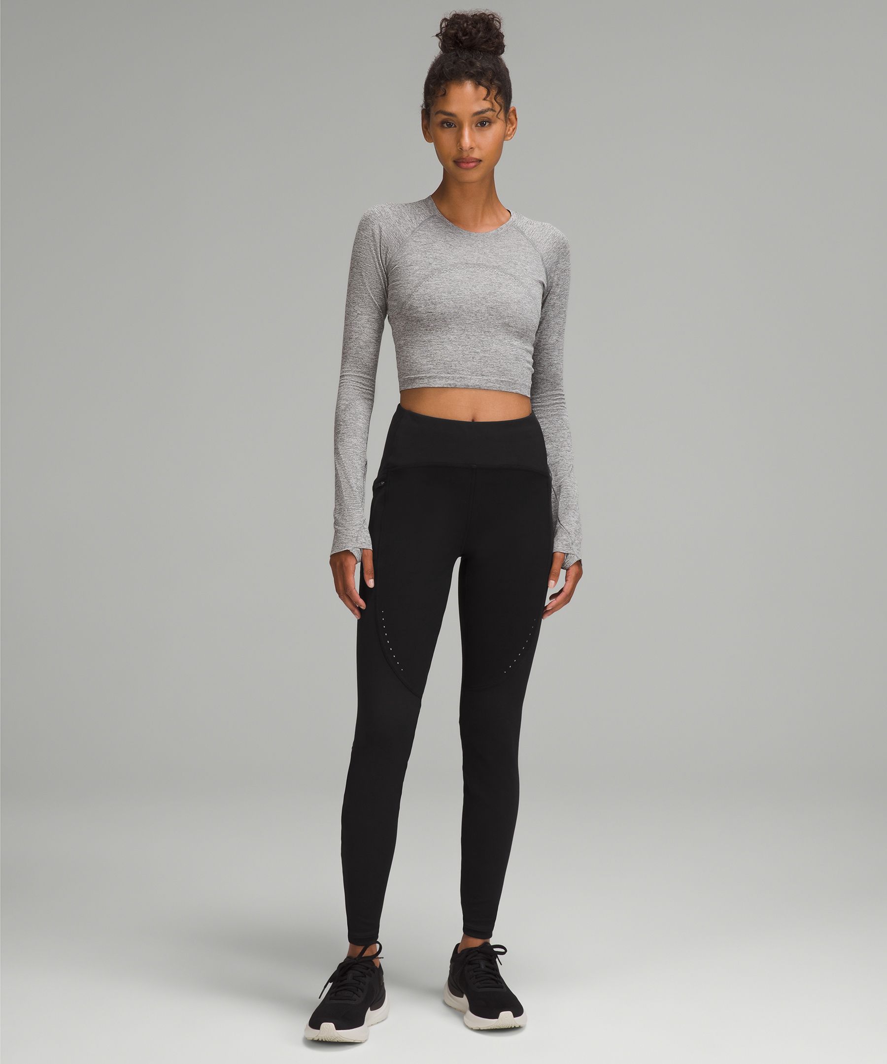 lululemon athletica, Pants & Jumpsuits, Lululemon Rebel Runner High Rise  Crop Reflective Zip Leggings In Black