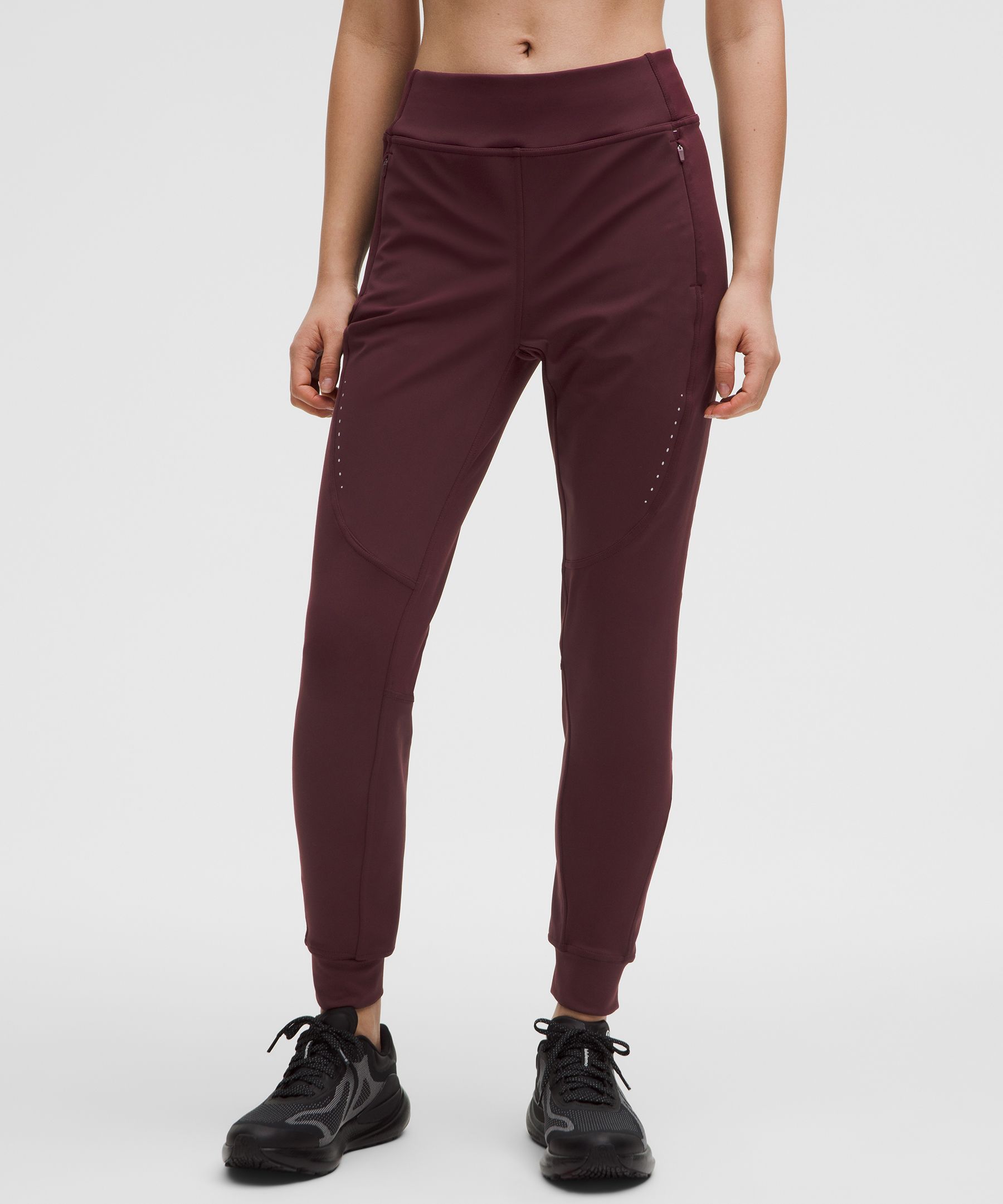 Cold Weather High-Rise Running Jogger Full Length - Burgundy