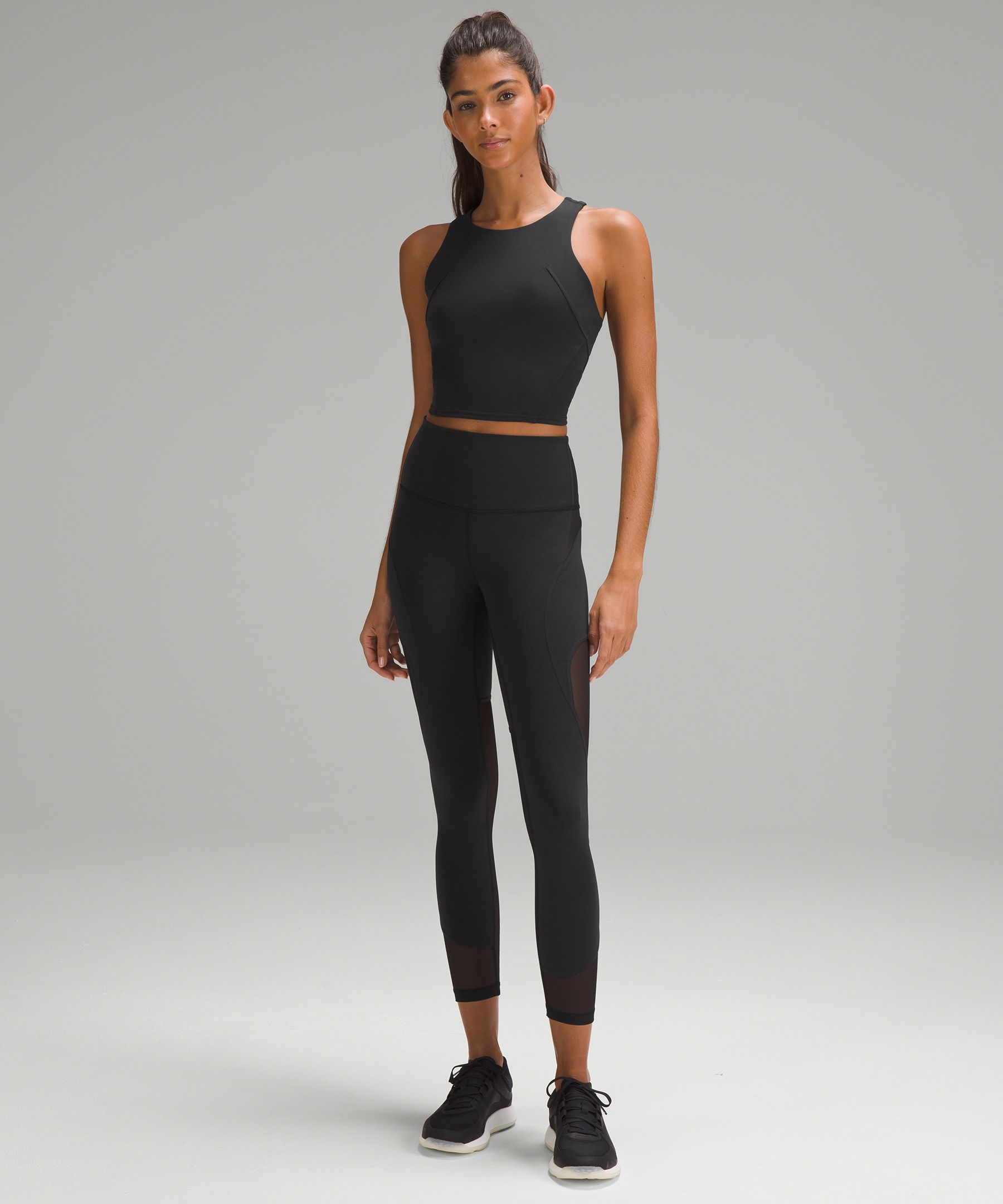 Lululemon Leggings Black Wunder Under Mesh Bandage 6 High Rise Tech Cutout