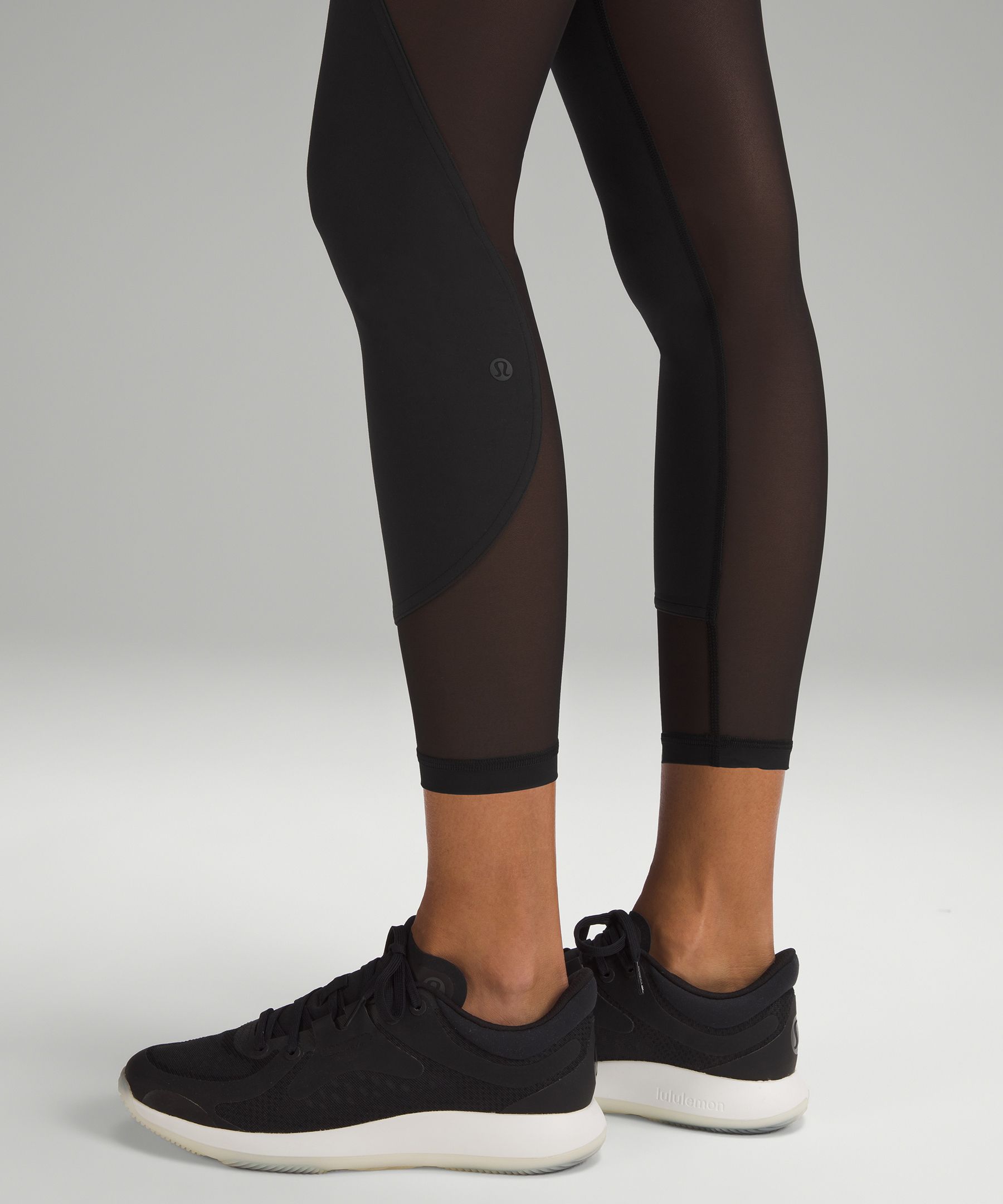 Lululemon Inspire Tight II Black Mesh ankle legging size 2 Reflective