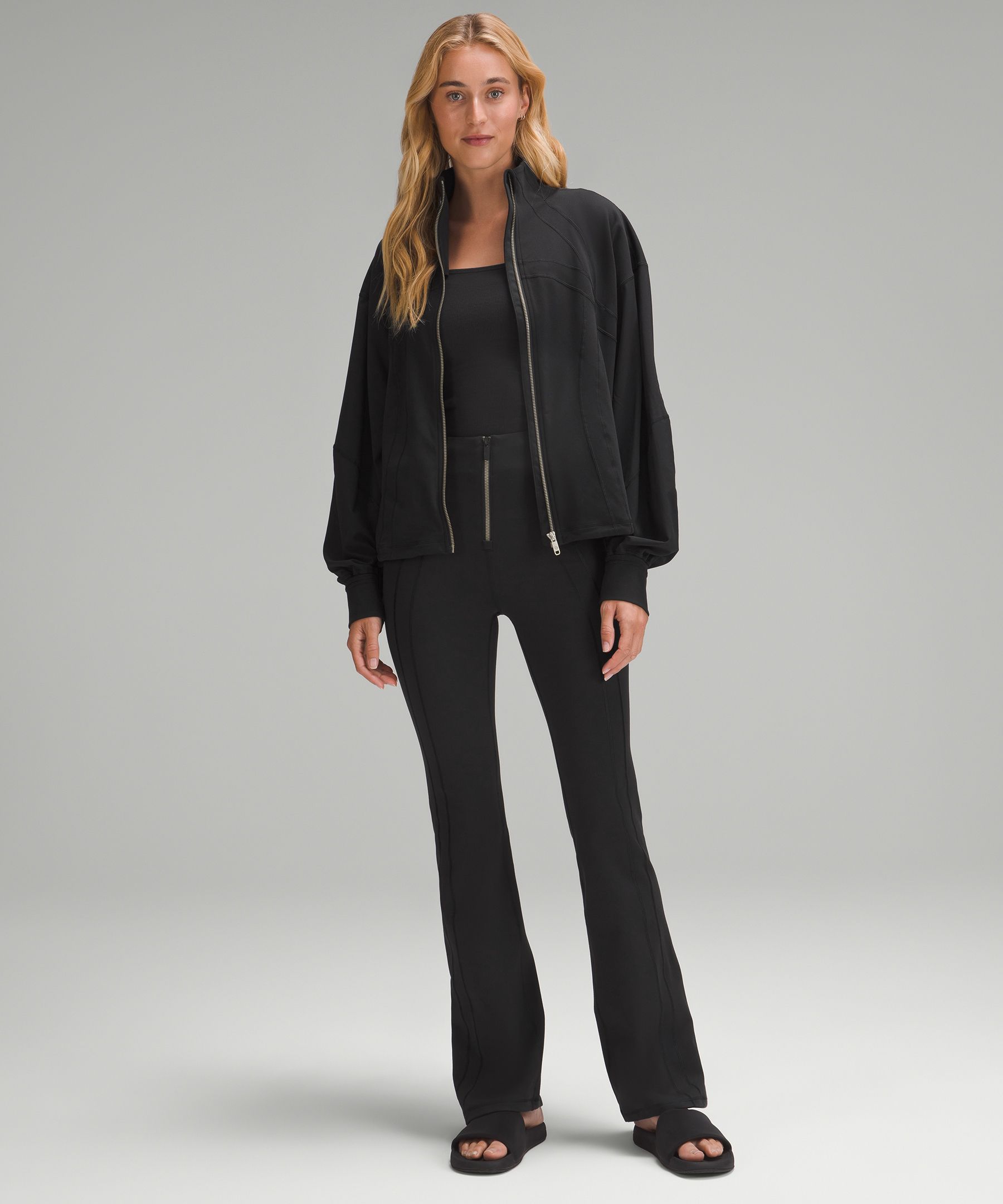 lululemon athletica Define Zip-front High-rise Flared Pants in Black