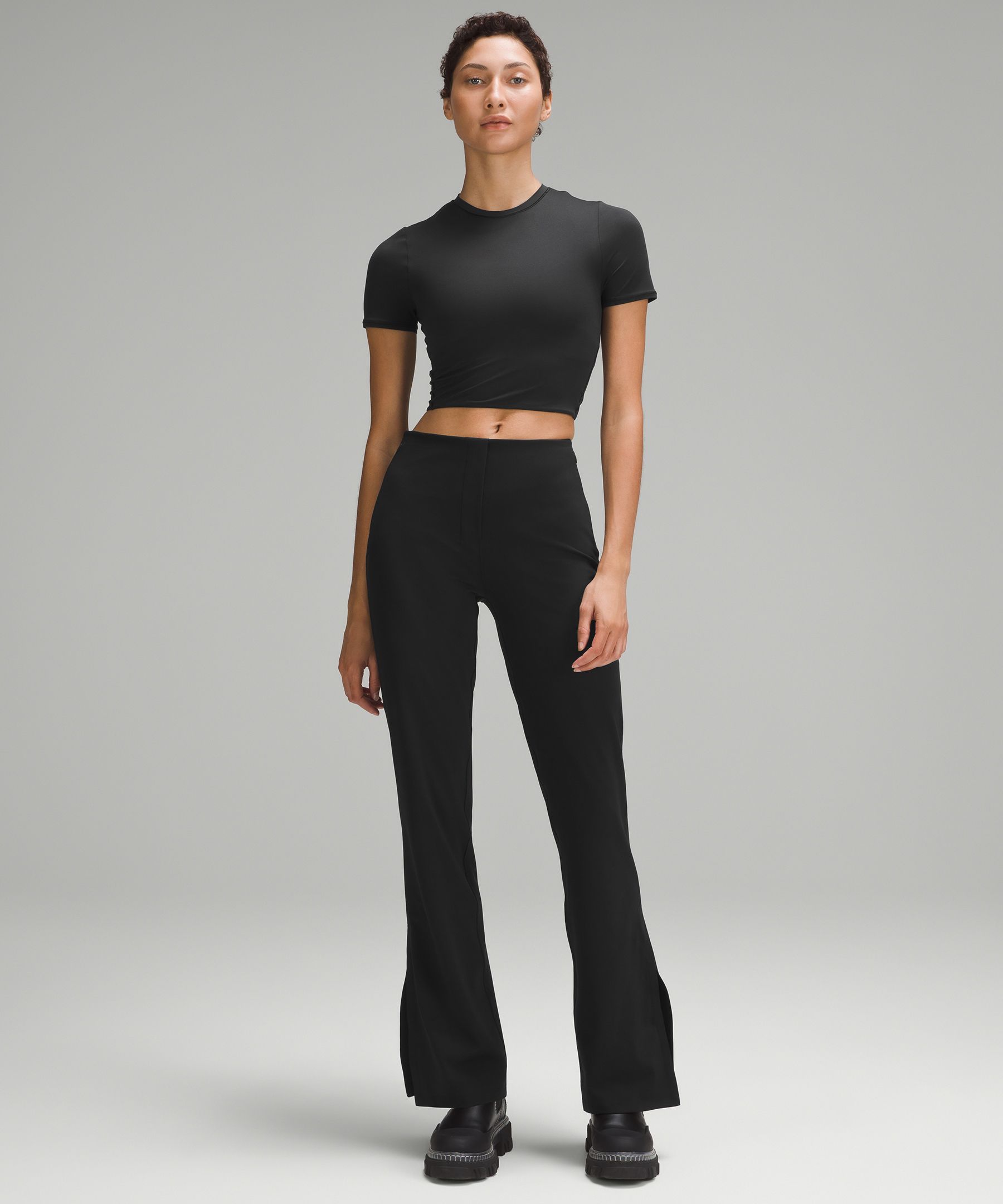 Smooth-Fit Split-Hem High-Rise Flared Pant