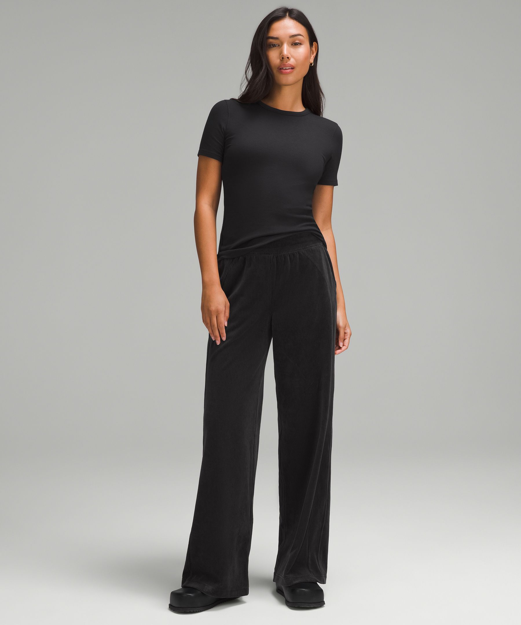 Scuba Mid-Rise Wide-Leg Pant *Velvet Cord, Women's Sweatpants