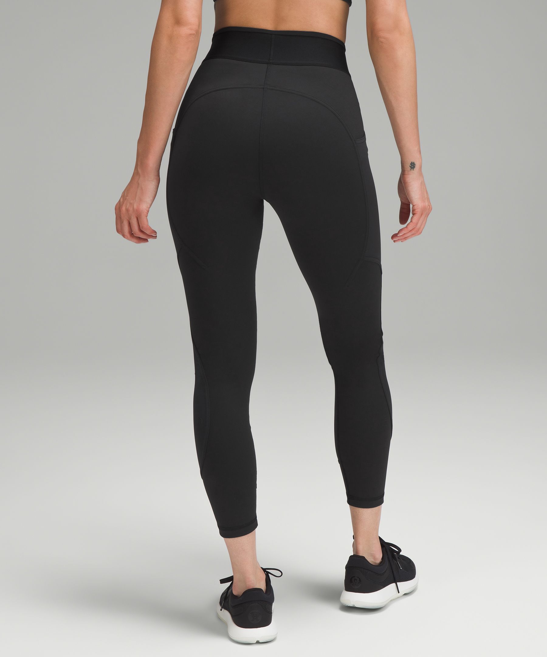 Lululemon Logo Waistband Everlux Training Crop 15 - Black - lulu fanatics