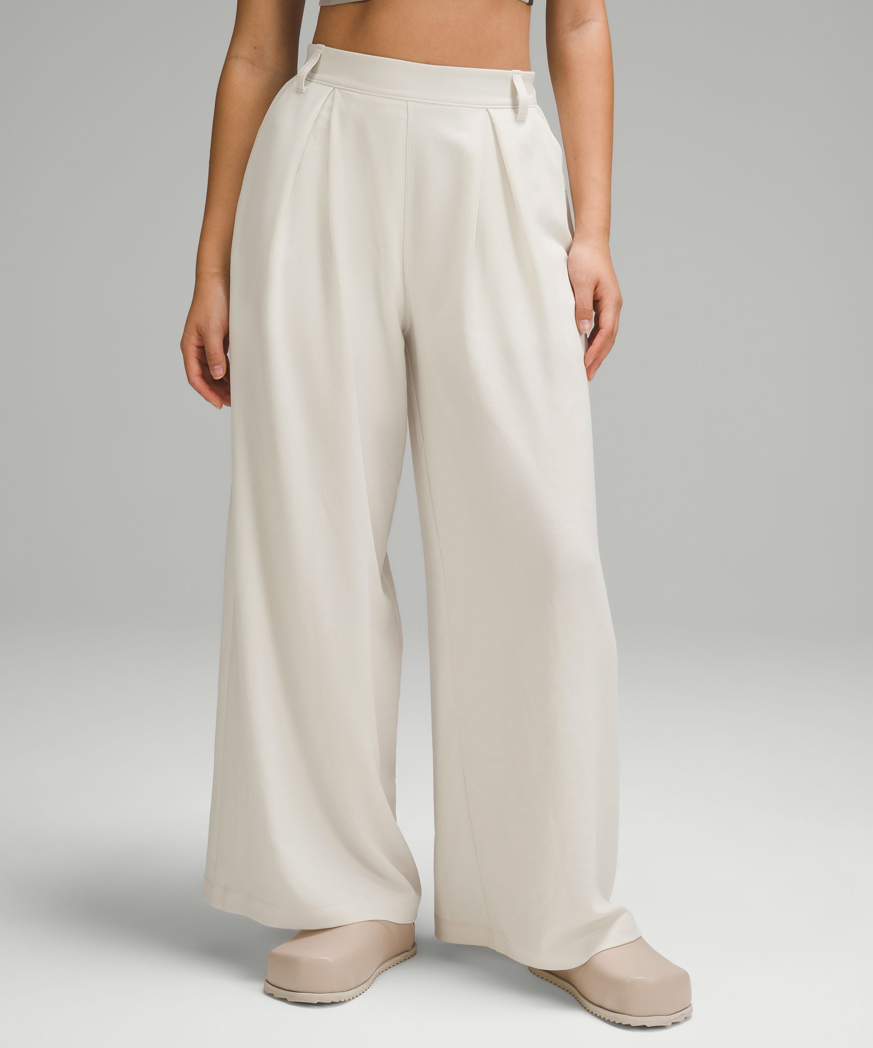 Pleated High Waisted Wide Leg Trousers