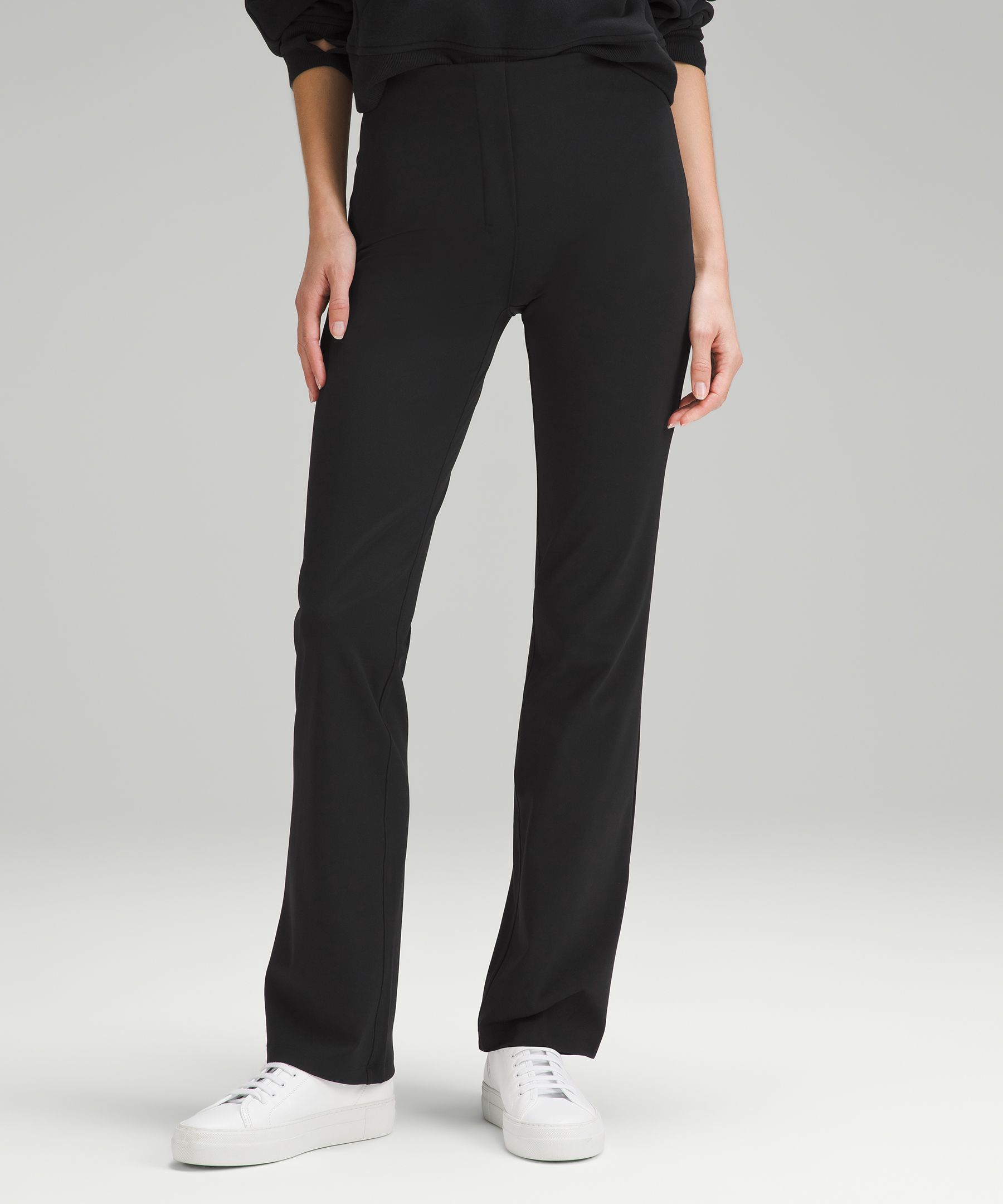 Lululemon High Rise Trouser Work Pants Dress Women's Sz 4 Black Zip Pockets  