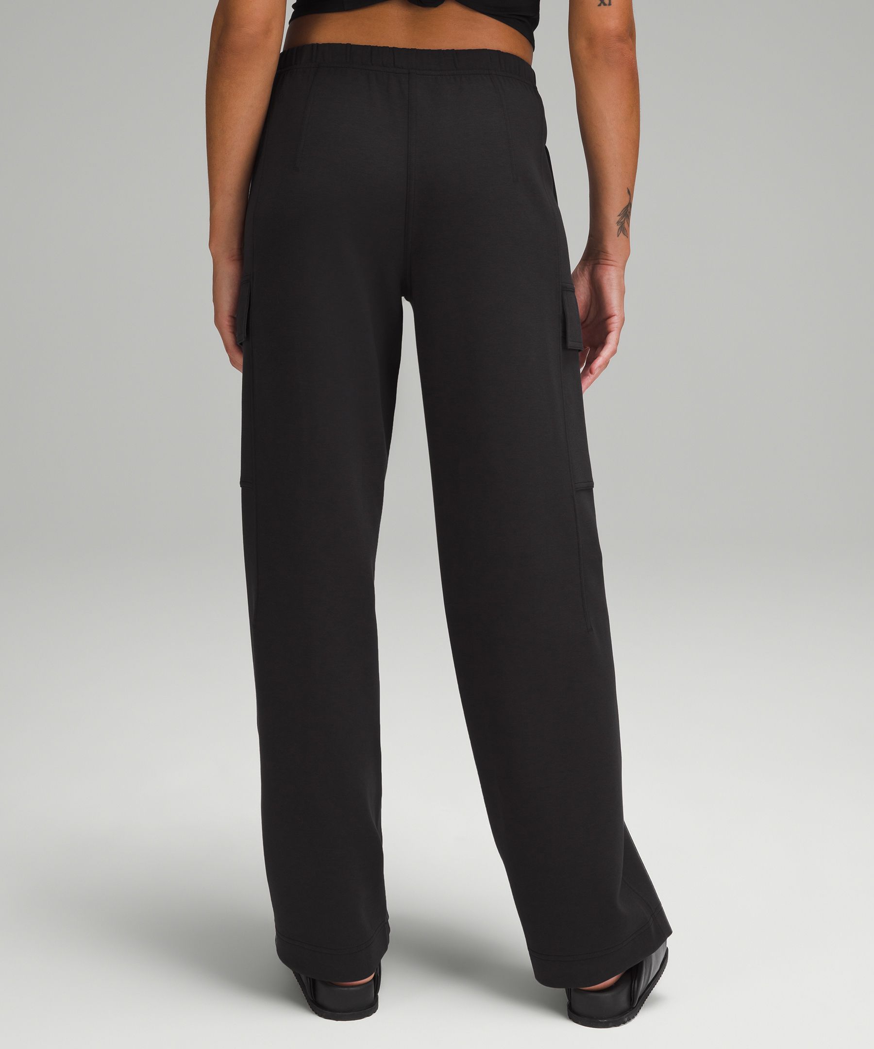 Shop Lululemon Cotton-blend Double-knit Mid-rise Cargo Pants