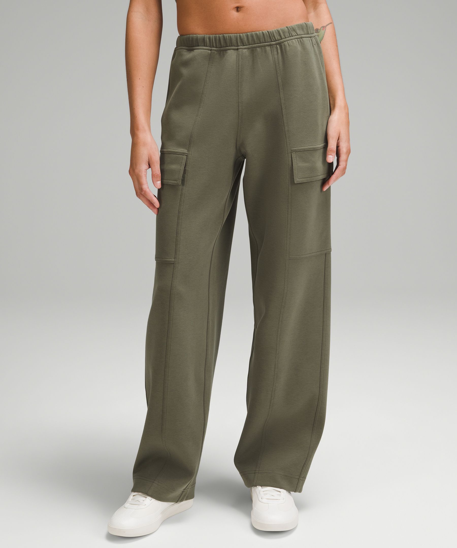 Cotton-Blend Double-Knit Mid-Rise Cargo Pant